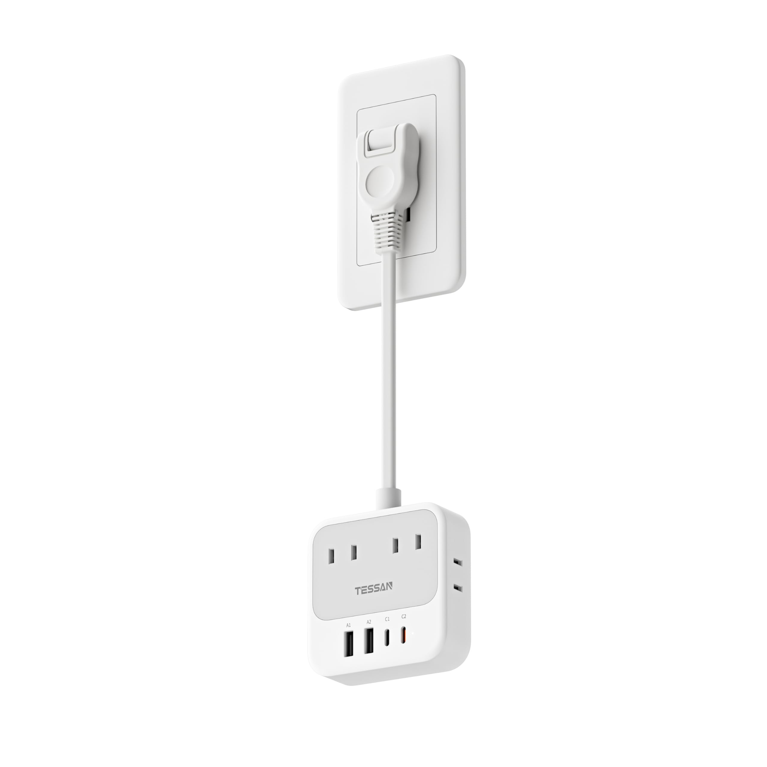 Rakuten - 延長コード 短い 20cm 電源タップ usb たこあしコンセント テーブルタップ スイングプラグ 0.2m 超薄型 (8-in-1, 20W PD) TESSAN 4個AC口 2個タイプC 2個Type-Aポート 電源コード マルチ タコ足配線 分岐 o