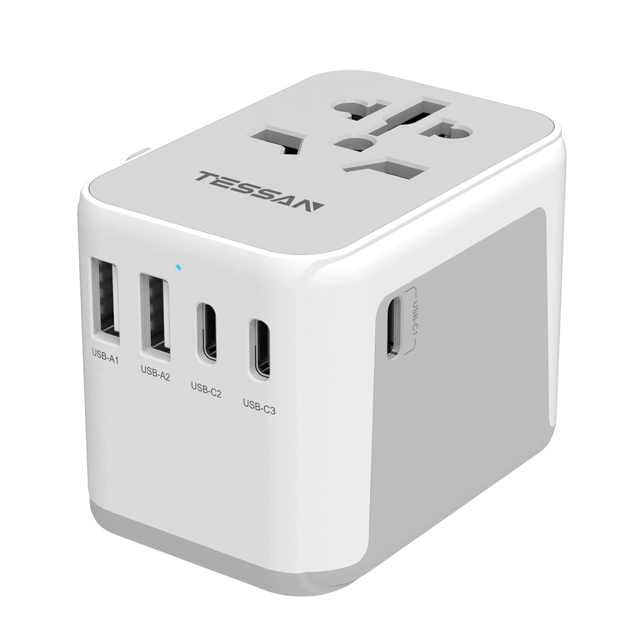 変換プラグ 全世界対応 海外旅行用 TESSAN C/BF/O/Aタイプ 海外変換コンセント 5USB(3個Type-C)付 マルチ変換プラグ ヨーロッパ/韓国/イギリス/アメリカ/オーストラリア/中国などの150ヶ以上の国に対応