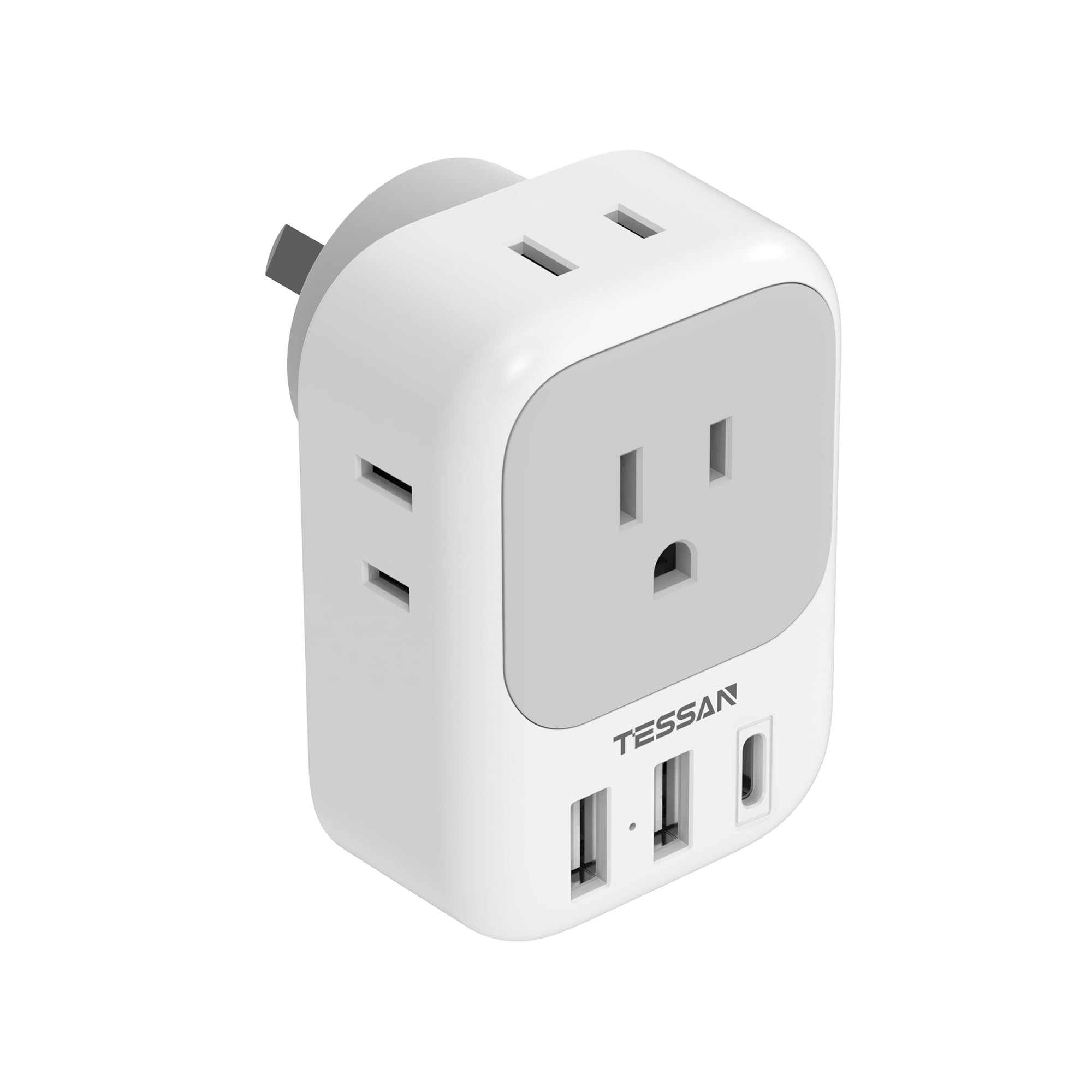 オーストラリア 変換プラグ o型 旅行用 海外 変換プラグ 4個AC口 2USB-AとUSB-C付 TESSAN Oタイプ コン..