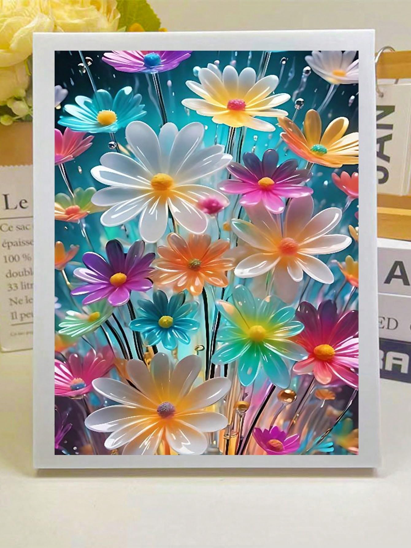 LEADINTOP ダイヤモンドアート セット 色とりどりの花 30X40cm モザイクアート 全面貼り付け 人気 ビーズアート ビーズ絵画 かわいい おしゃれ 大人 子供 DIY 手作り 手芸キット プレゼント 装飾