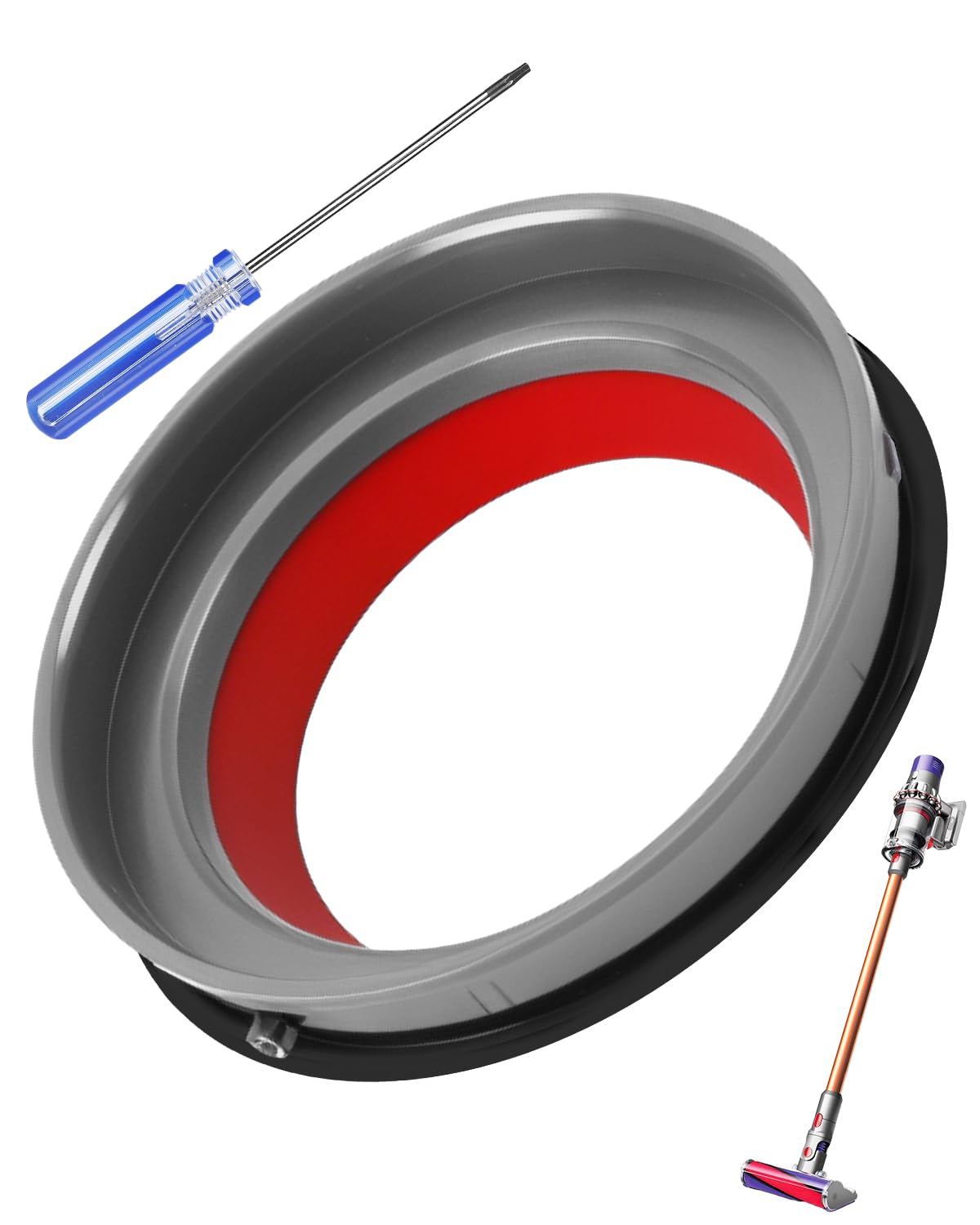 KEEPOW ダイソン v10 用 ダストビントップ固定シーリングリング 交換部品 T8ドライバー付き 高密閉設計 簡単交換 掃除機 v10 SV12 対応 非純正 [並行輸入品]