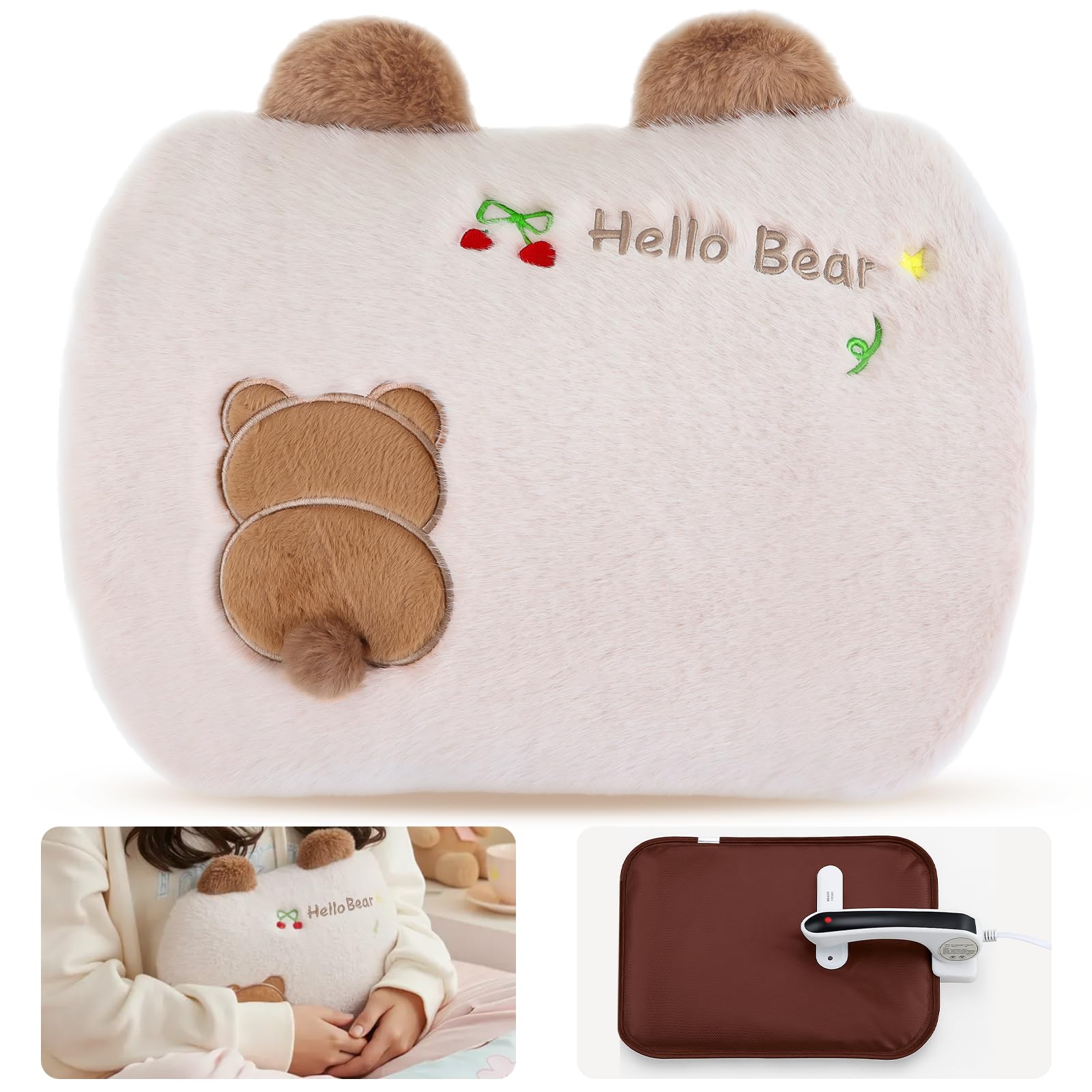 Fohil 湯たんぽ 充電式 大きめ【ぬいぐるみ型湯タンポ&節電対策】電気ゆたんぽ 蓄熱 長時間保温 急速充電 エコ 繰り返し使用可 省エネ 防爆 過熱防止 自動電源オフ コードレス ふわふわカバー付き お腹手肩腰足 冷え対策 生理期最適 祝い 人気 プレ