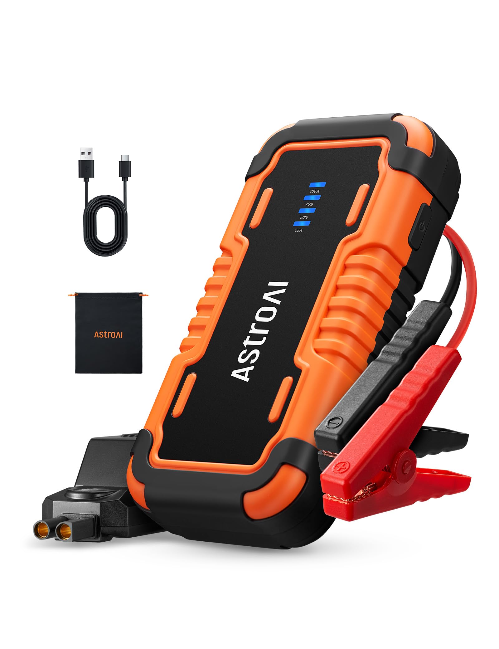 AstroAI S8 Mini ジャンプスターター エンジンスターター ピーク電流1200A(最大6.0Lのガソリン車・最大3.0Lのディーゼル車対応) 12V 車緊急始動 安全保護 モバイルバッテリー機能 LEDライト搭載 PSE認証済み USB-C付き