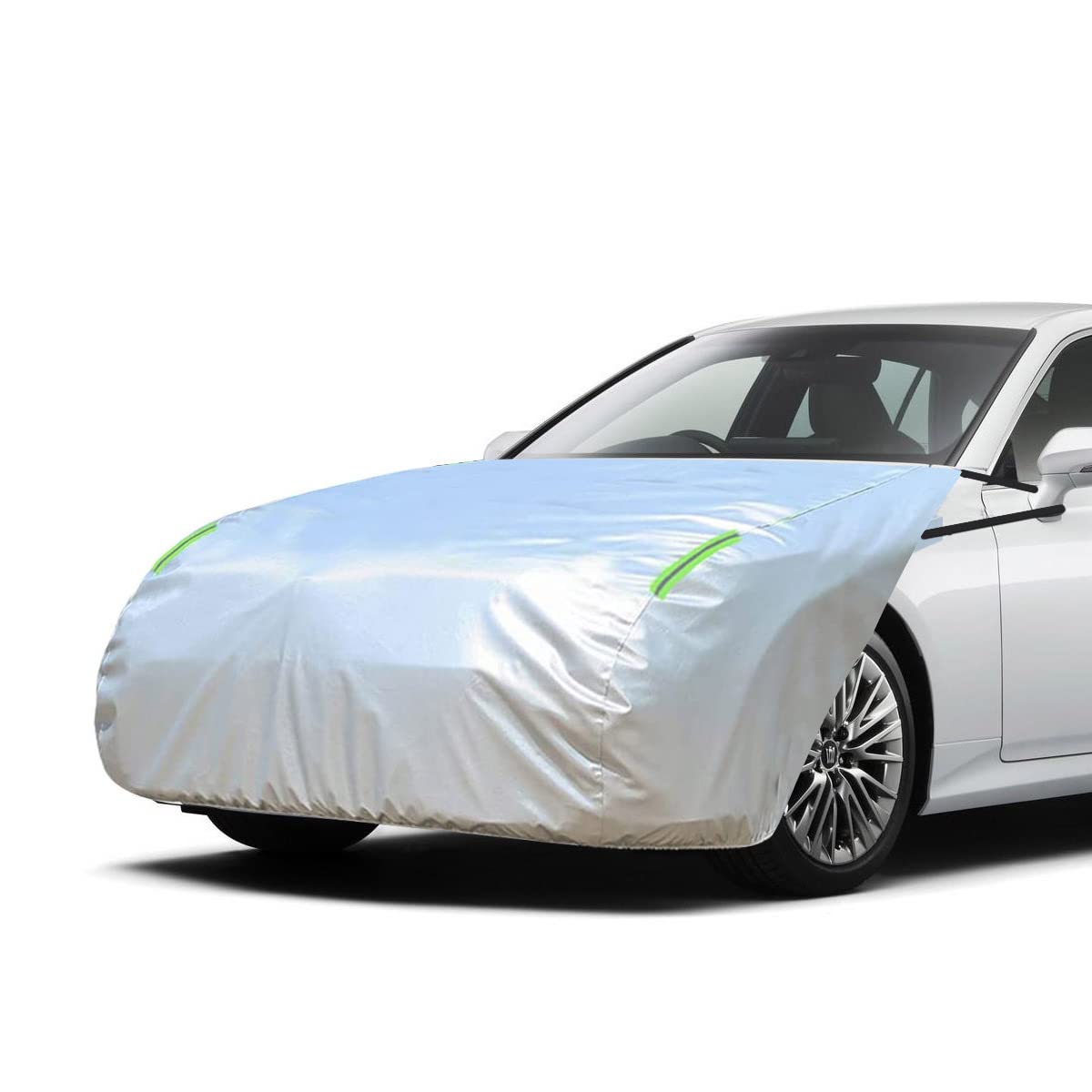 LINFEN ボンネットカバー 裏起毛タイプ 車カバー 厚地でしっかりし フロント 防炎 ボンネット保護カバー 蛍光反射ストリップ付 自動車ボンネットカバー ボディカバー ヘッドライト劣化 鳥フン対策 PT-L (一般車用-PT-Lサイズ)