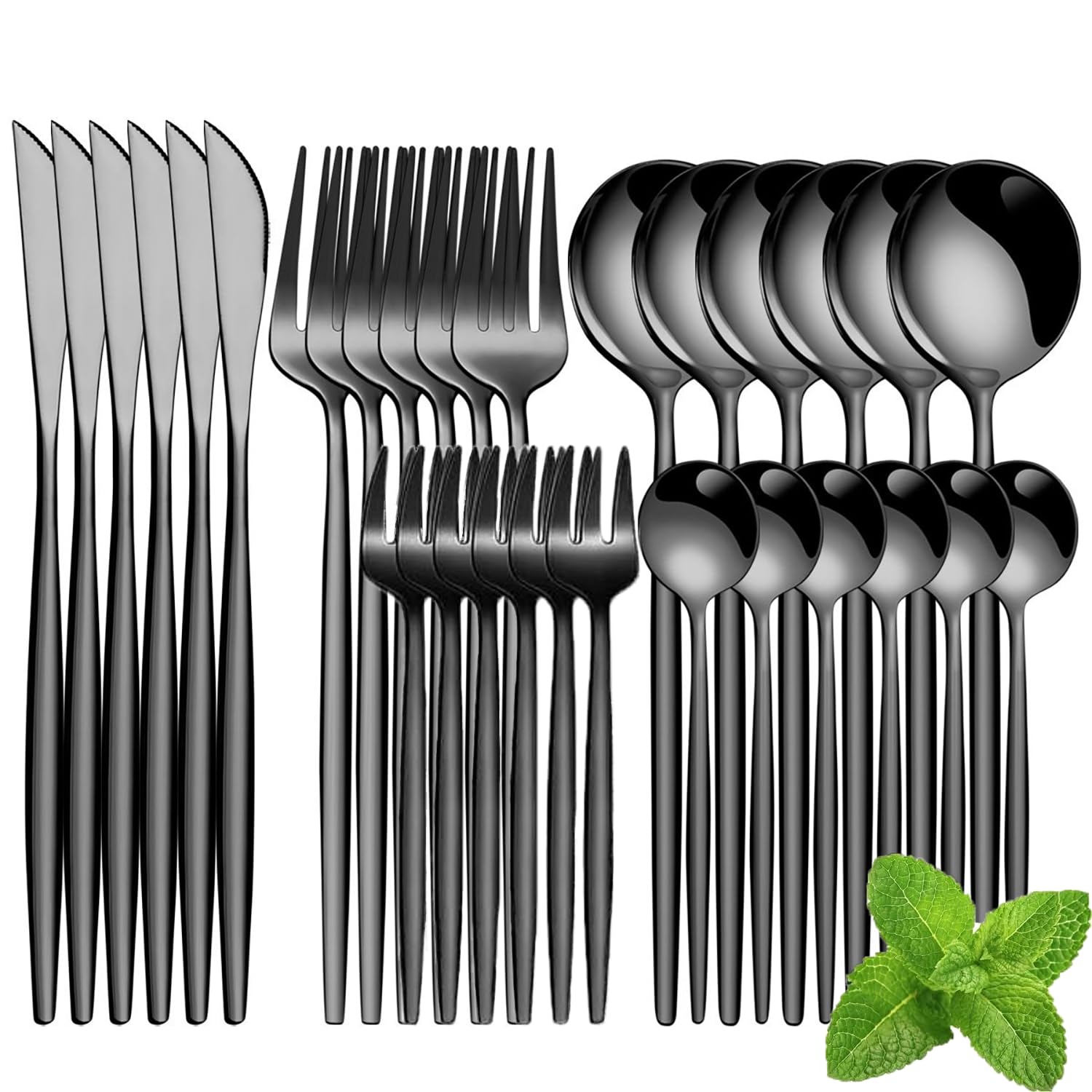 MGOXO カトラリーセット北欧風30本 スプーンフォークセット 食器セット ナイフ ゴールド お皿セット フ..