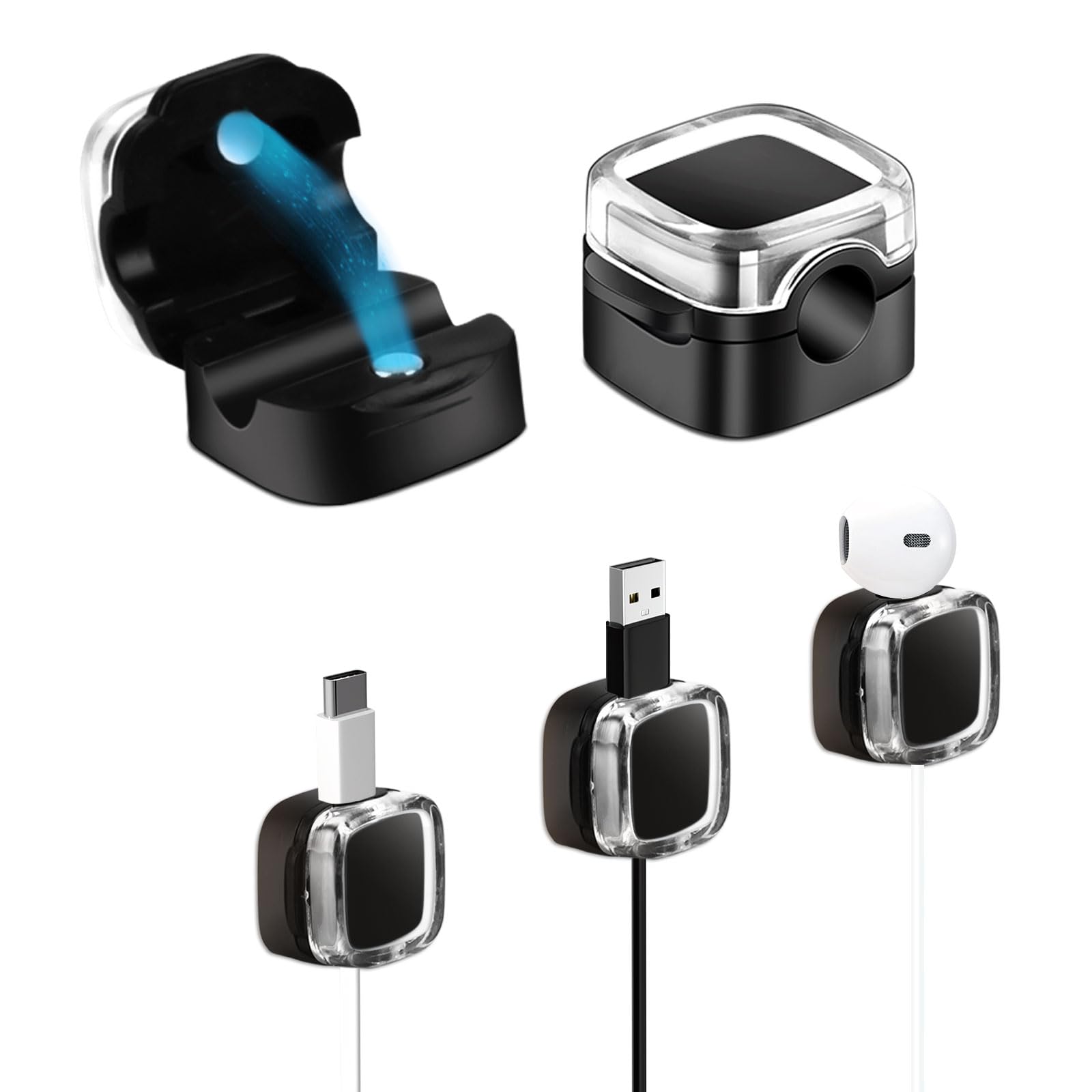 5個パック マグネット式ケーブルクリップ デスク用コードオーガナイザー ケーブルマネジメント マグネット式コードホルダー 強力粘着式ワイヤーオーガナイザー ケーブル用コードホルダー オフィス 自宅 壁掛け ナイトスタンド 車用コードクリップ,黒色