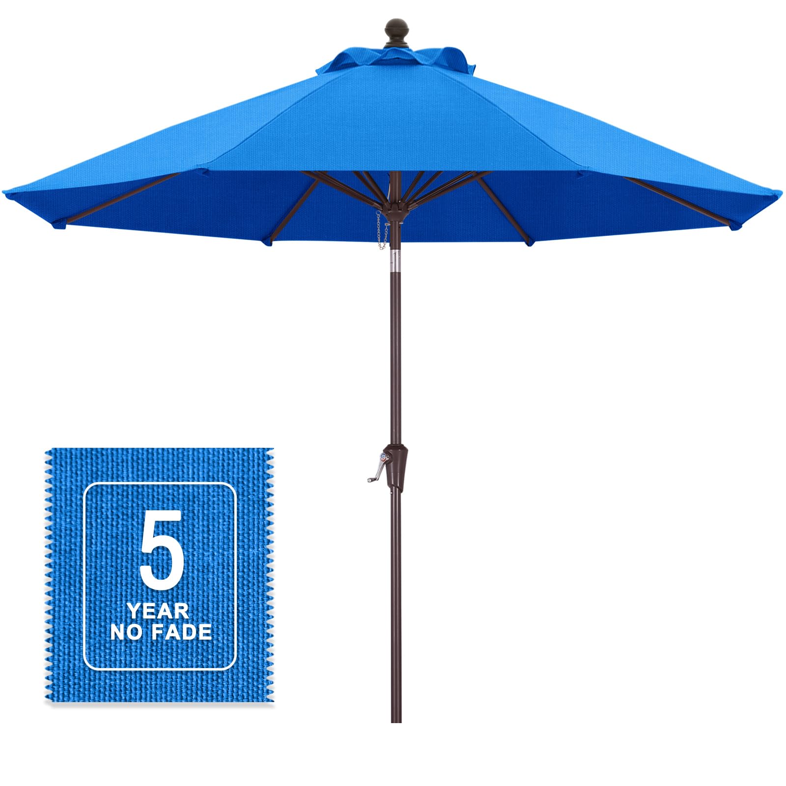 Rakuten - マスターキャノピー（MASTERCANOPY） オレフィン製 5年褪色保証付き ガーデンパラソル プレミアム 270cm 8本傘骨 超耐久 日除け 角度調節可能 ハンドル回転式 庭 テラス アウトドア (270cm, スカイブルー)