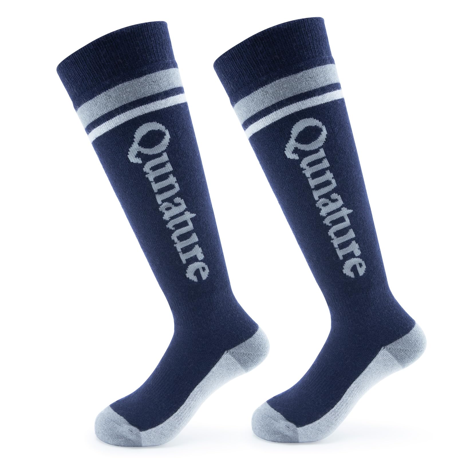 楽天VanVenus[Qunature] 子供用 スキーソックス キッズ 靴下 ウールソックス 厚手 80％ウール 防寒 暖かい 吸汗速乾 伸縮性 通気性 スノボ スキー スポーツ アウトドア 通学 小学生 幼稚園 女の子 男の子 ジュニア（ネイビー、S）