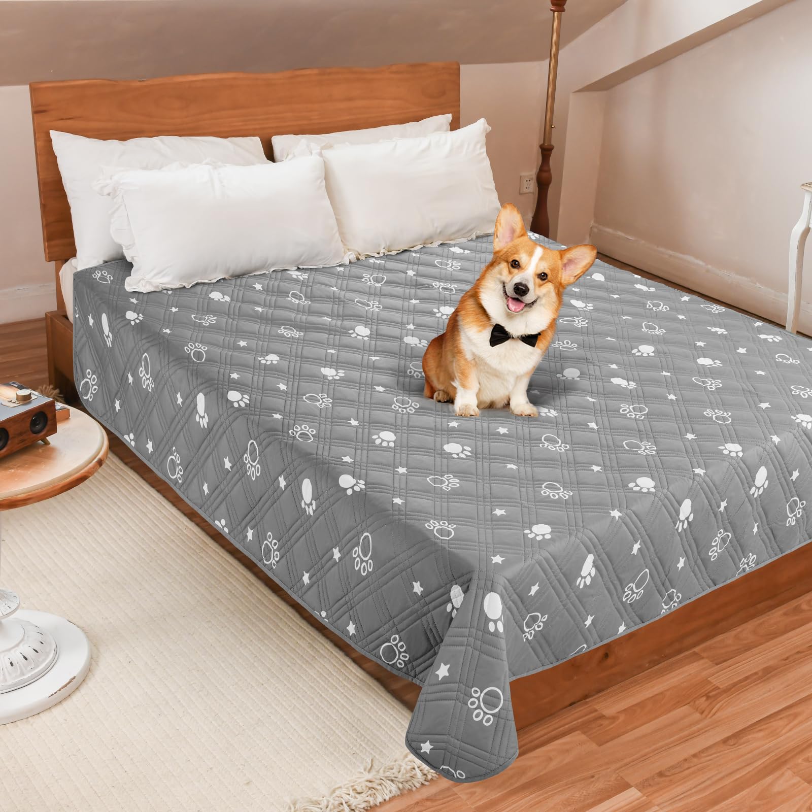 Rakuten - LOOBANI 防水カバー ベッド 防水シーツ シングル ダブル ベッド 犬 猫用 ベッドカバー 防水 ソファー 防水シーツ 漏れ防止 滑り止め 家具プロテクター 丸ごと洗える 噛み耐性 速乾 消臭 防ダニ 抗菌加工 大判 おねしょシーツ 尿失禁 ペット粗