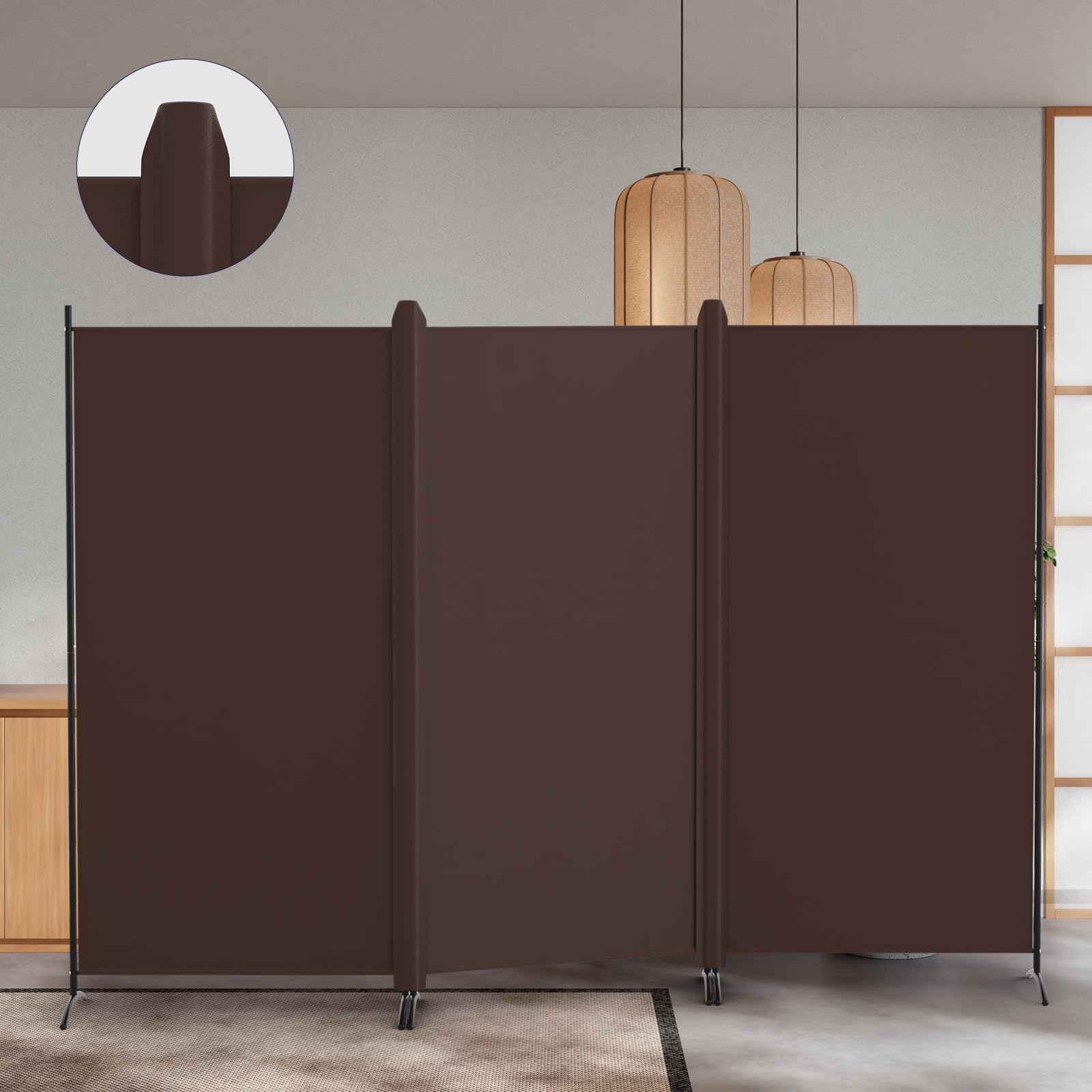 ・【プライベート空間を作る】 KELIXUパーテーションは、不透明性、耐引裂性を備えた厚手の高密度100％ポリエステル生地で作られており、圧迫感がなく、光を遮断し、紫外線に耐えます。また、カバーストリップもご用意しており、間仕切りの隙間から日光が漏れるのを防ぎ、プライバシーを守ります。・【頑丈で安定した構造】 塗装済みで防錆加工が施された金属製鋼管から作られた仕切りパネルは、変形しにくく耐久性に優れています。各衝立は、強化バックル接続によって固定されています。一方、サポート脚は、ついたての揺れを防ぐ安定性を提供します。・【軽量収納設計】 パーテーション間仕切りは軽量で、移動も持ち運びも簡単です。折りたたみ式のデザインで、部屋仕切りを様々な形にアレンジできます。使用後は、1枚のパネルサイズに折りたたむだけで簡単に収納できます。折りたたみ時のクロスパーテーションの厚さは6.7cmです。・【多様な用途】 シンプルで明るいデザインなので、自立式パーテーションはどんなインテリアにも調和します。目隠し間仕切りは、オフィス、会議室、寝室、リビング、病院などでの使用に適しています。リモート会議、面接の背景としても使えます。・【組み立て簡単】 全体サイズ：高さ180cm×幅260cm。カラー：ブラウン。おしゃれ衝立は防水生地でできており、お手入れも簡単です。取り付けも簡単で、1人で20分以内に部屋パーテーションを組み立てることができる。屏風についてご不明な点がございましたら、お気軽にお問い合わせください、弊社はできるだけ早く問題を解決するお手伝いをいたします。