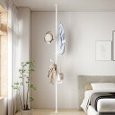 KELIXU 突っ張り ハンガーラック スリム 縦50・310cm 全体耐荷重25kg つっぱり棒 ハンガーポール 頑丈 L字フック 室内物干し 洋服ラック コ...