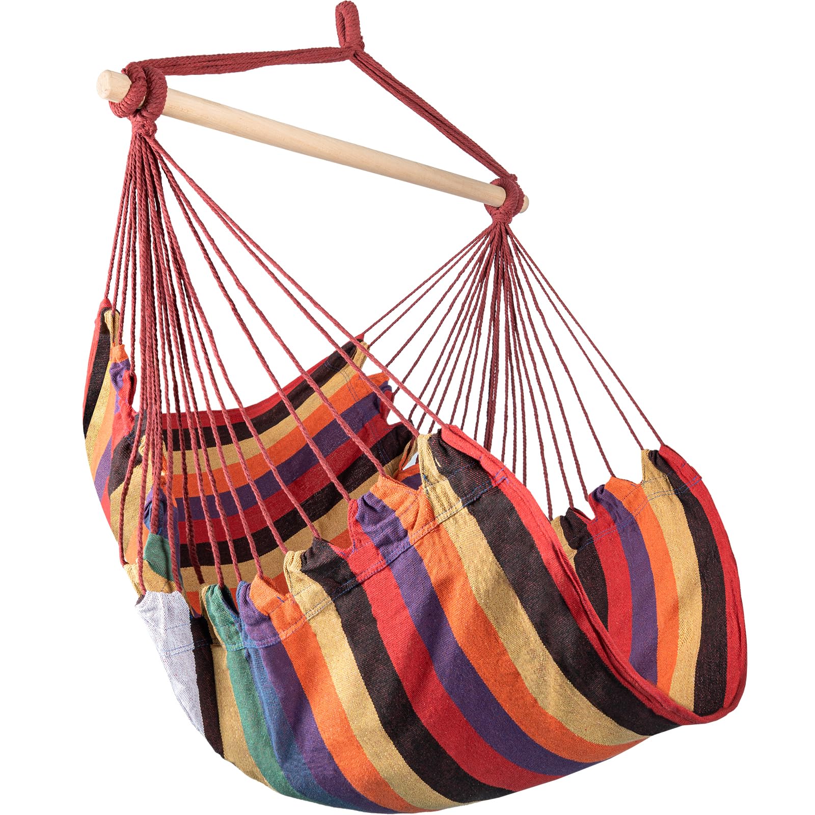 Rxakudedo 吊り下げ式ハンモック ハンギングチェア 室内室外兼用 抱き枕2個付き レッド クッション付き..