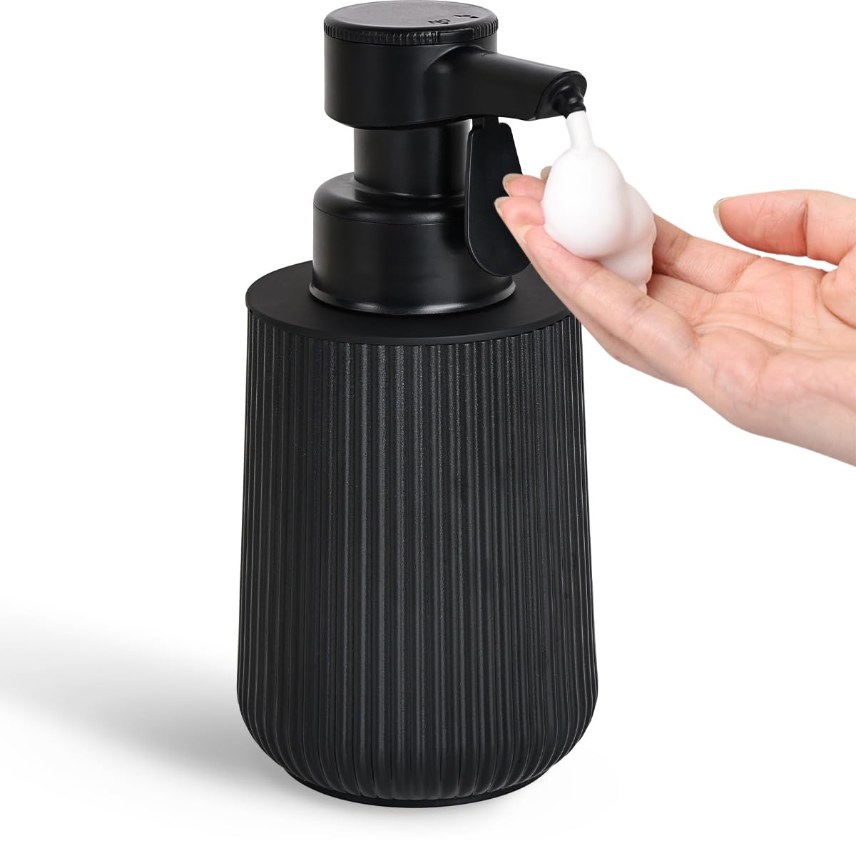 ソープディスペンサー 半自動 タッチ式 泡 電池式 IPX4防水 排出量調整可能 使いやすい オートソープディスペンサー ハンドソープ 自動手洗い ハンドソープ対応 食器洗剤対応 トイレ お手洗い バスルーム キチン ブラック H4-black