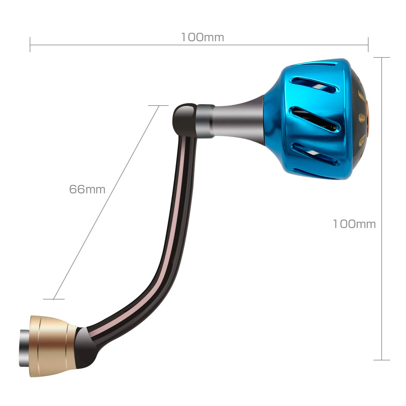 サンライク（SANLIKE）パワーハンドル リールハンドル ノブ ベイトリールハンドル ダイワ(Daiwa)スピニングリールに対応 左右適用 航空ラルミ製 超軽量/耐食海釣り(355mm, ブルー） 2