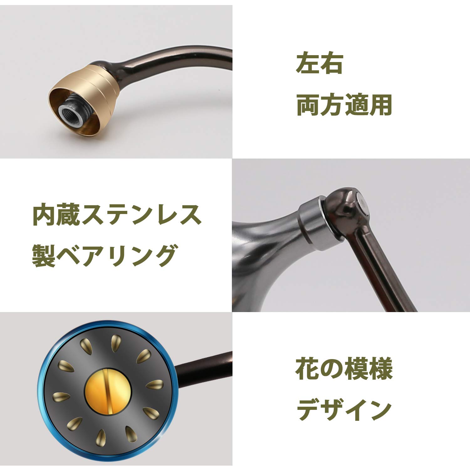 サンライク（SANLIKE）パワーハンドル リールハンドル ノブ ベイトリールハンドル ダイワ(Daiwa)スピニングリールに対応 左右適用 航空ラルミ製 超軽量 耐食海釣り(38mm, ブルー） 3