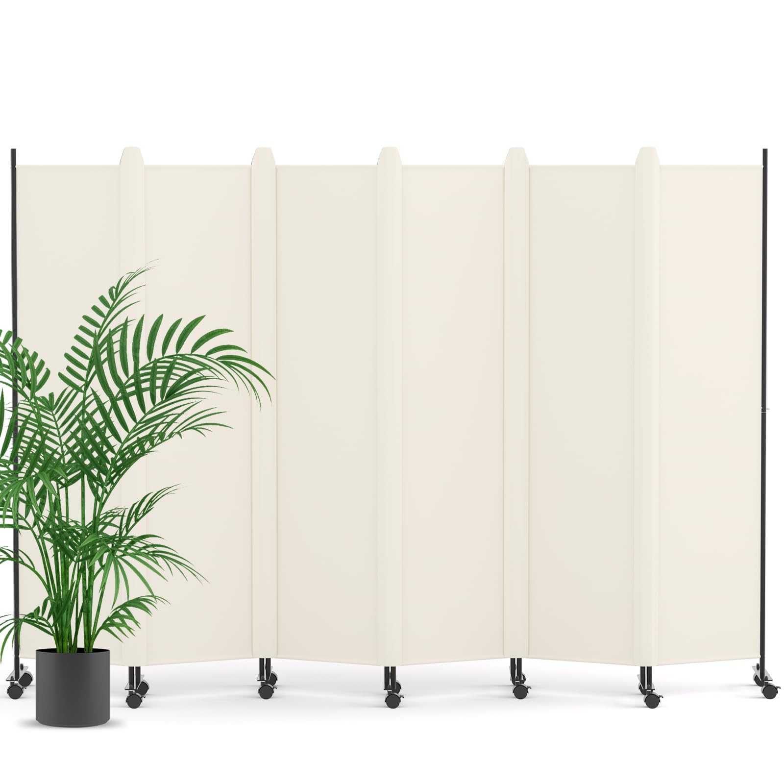 KELIXU パーテーション 間仕切り 6連 自立式 カバーストリップ付き 衝立 キャスター付き 高さ1.78m×幅3.02m 布タイプ 折りたたみ 仕切りパネル 軽量 クロスパーテーション 目隠し 屏風 おしゃれ 組み立て簡単 部屋 オフィス 会議室 (