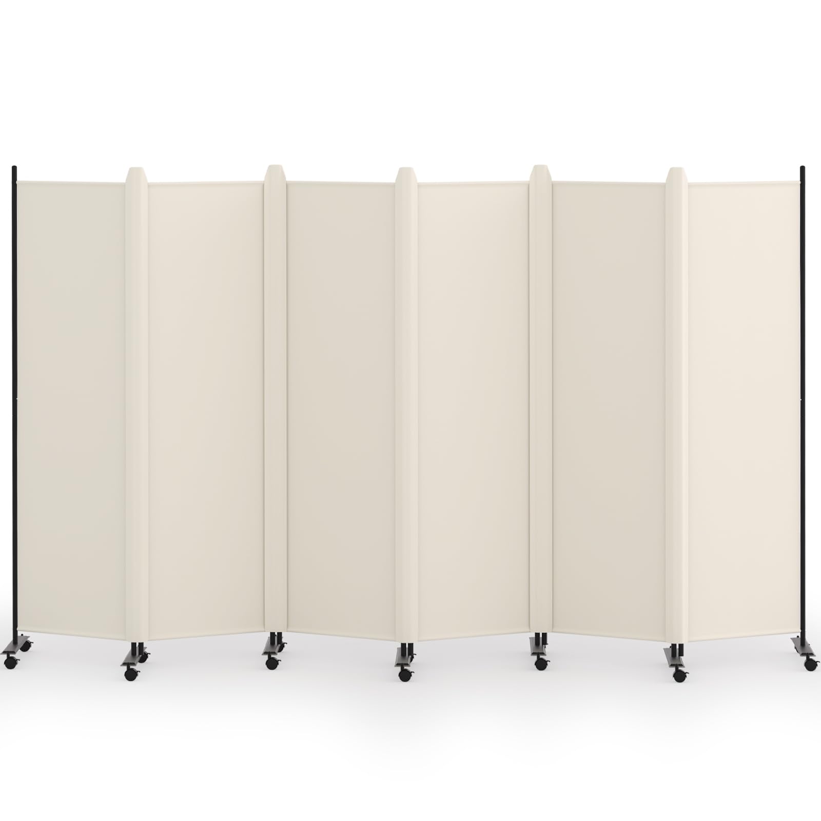 KELIXU パーテーション 間仕切り 6連 自立式 カバーストリップ付き 衝立 キャスター付き 高さ1.8m×幅3.29m 布タイプ 折りたたみ 仕切りパネル 軽量 クロスパーテーション 目隠し 屏風 おしゃれ 組み立て簡単 部屋 オフィス 会議室 (ク