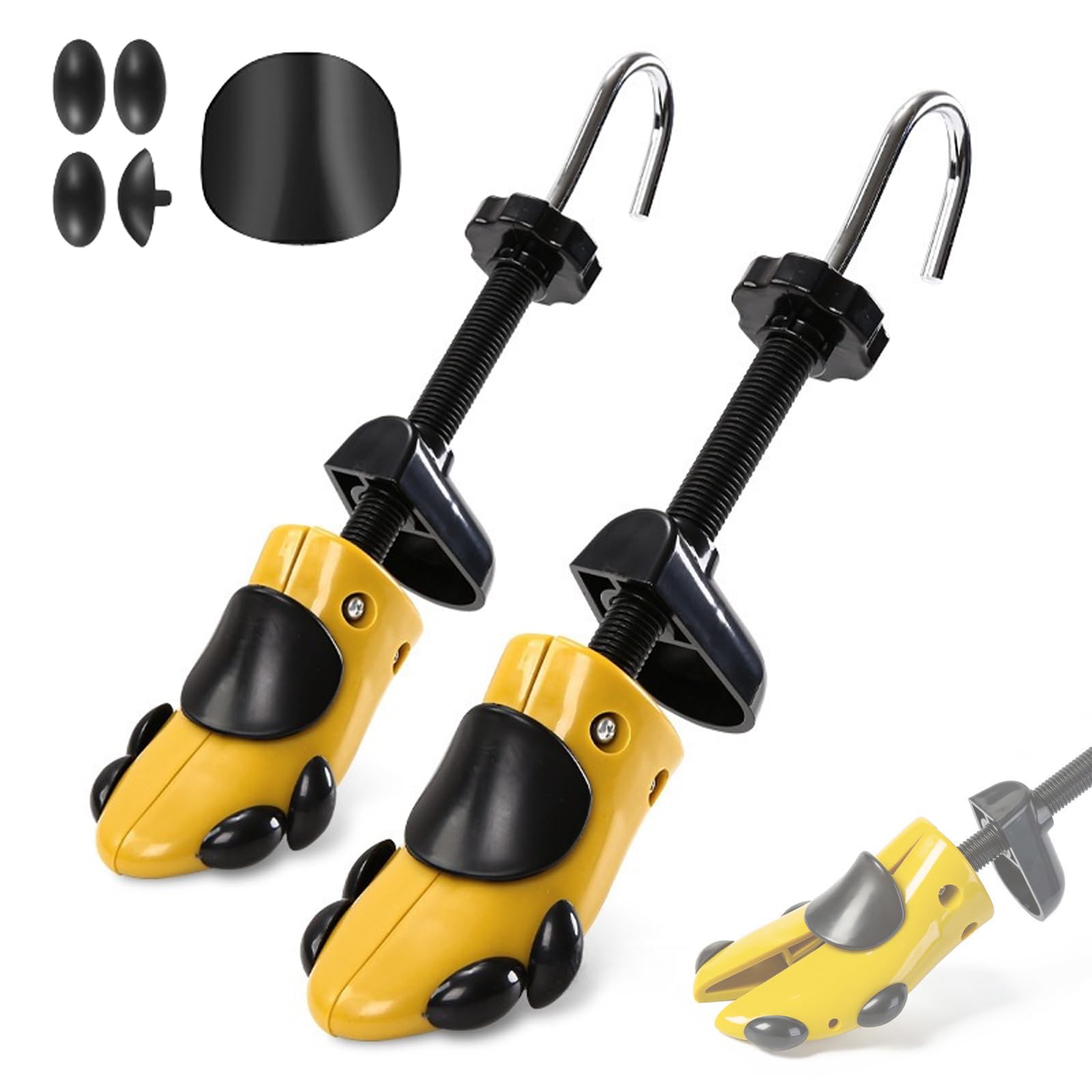 [BTtime] シューズストレッチャー 2個セット プラスチック 靴広げる道具 シューキーパー フィッター サイズ調整 靴擦れ 靴伸ばし 靴ズレ 左右兼用 22.5-25.5cm（イエロー）