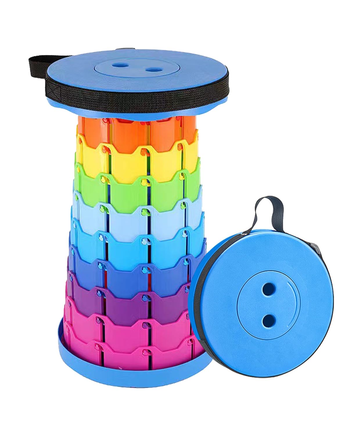 BTtime 折りたたみ椅子 伸縮式 アウトドアチェア 折り畳み式 キャンプ椅子 キャンプスツール 軽量 防水 持ち手付き 持ち運び便利 1秒開閉可能 耐荷重150KG 釣り/観戦/花火大会/屋内/屋外用（ブルートップ・カラーコア）