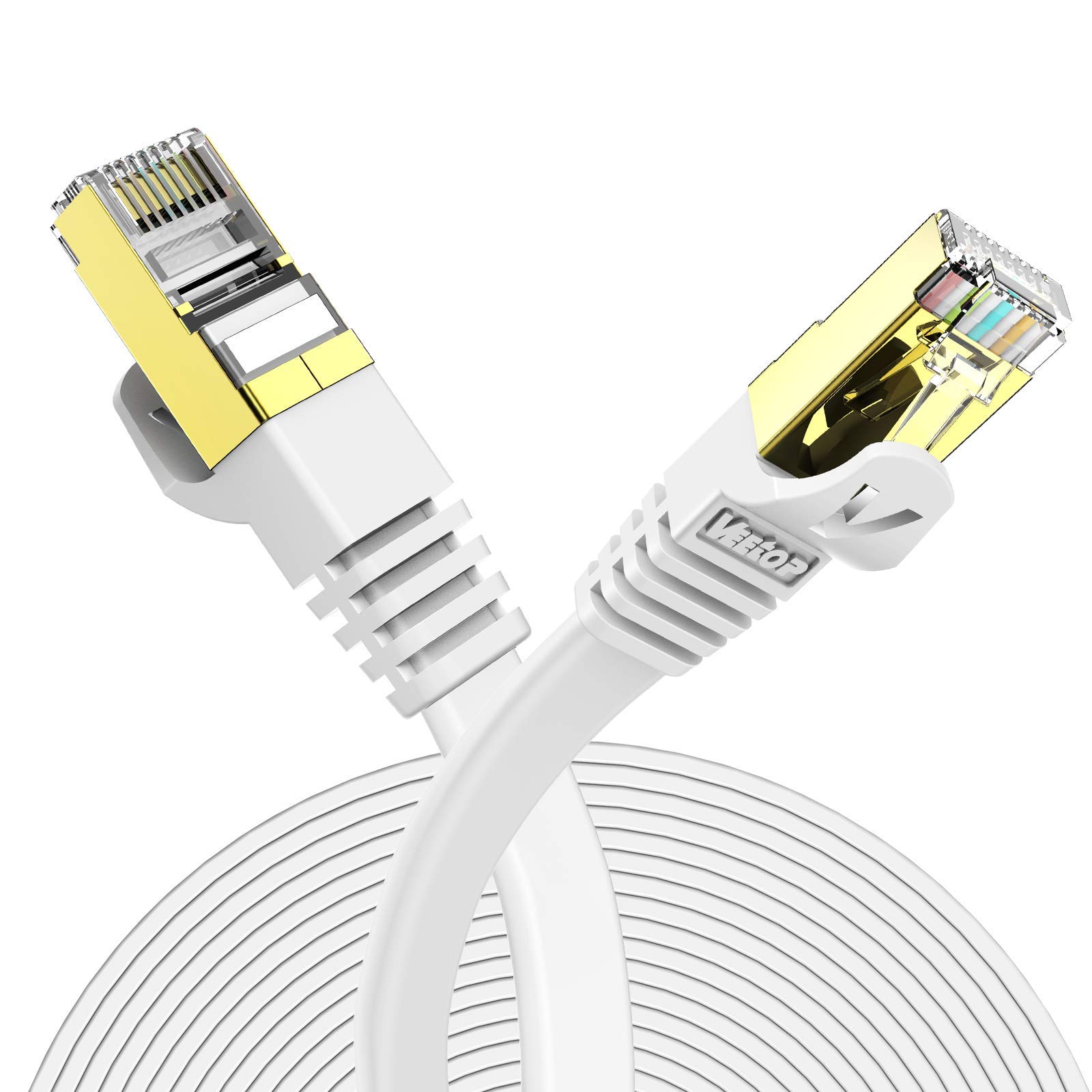 3m CAT7 LAN�����֥� Veetop ���ƥ��꡼7 �ե�å� ��® �����ӥå� 10Gbps 750MHz STP RJ45 ��ť������ ͭ����󥱡��֥� wi-fi�����֥� PS3 PS4 PS5 Xbox�����б���󤱡��֤�(3m, ��)