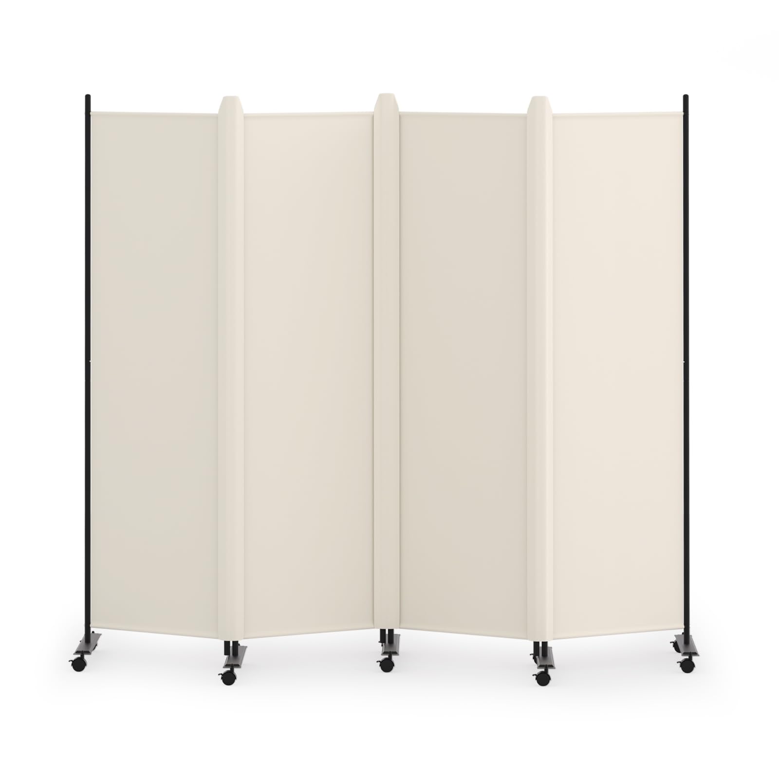KELIXU パーテーション 間仕切り 4連 自立式 カバーストリップ付き 衝立 キャスター付き 高さ1.8m×幅2.21m 布タイプ 折りたたみ 仕切りパネル 軽量 クロスパーテーション 目隠し 屏風 おしゃれ 組み立て簡単 部屋 オフィス 会議室 (ク