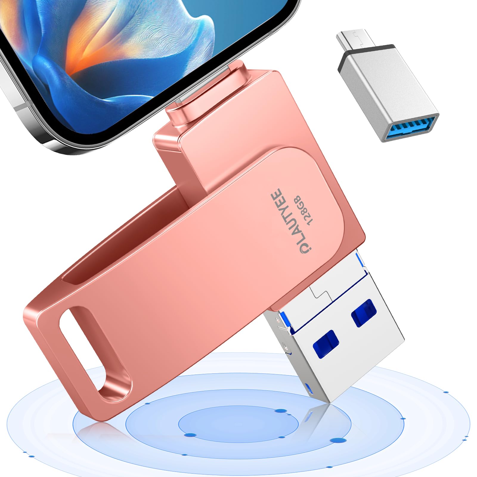 「アプリ不要 初心者向け」usbメモリ 128gb フラッシュメモリ phone usbメモリ USB3.0高速 アンドロイド用 IOS/Android/PC/MAC対応 スマホ 写真保存 usb バックアップ usbメモリー タイプc 外付けusbメモリ