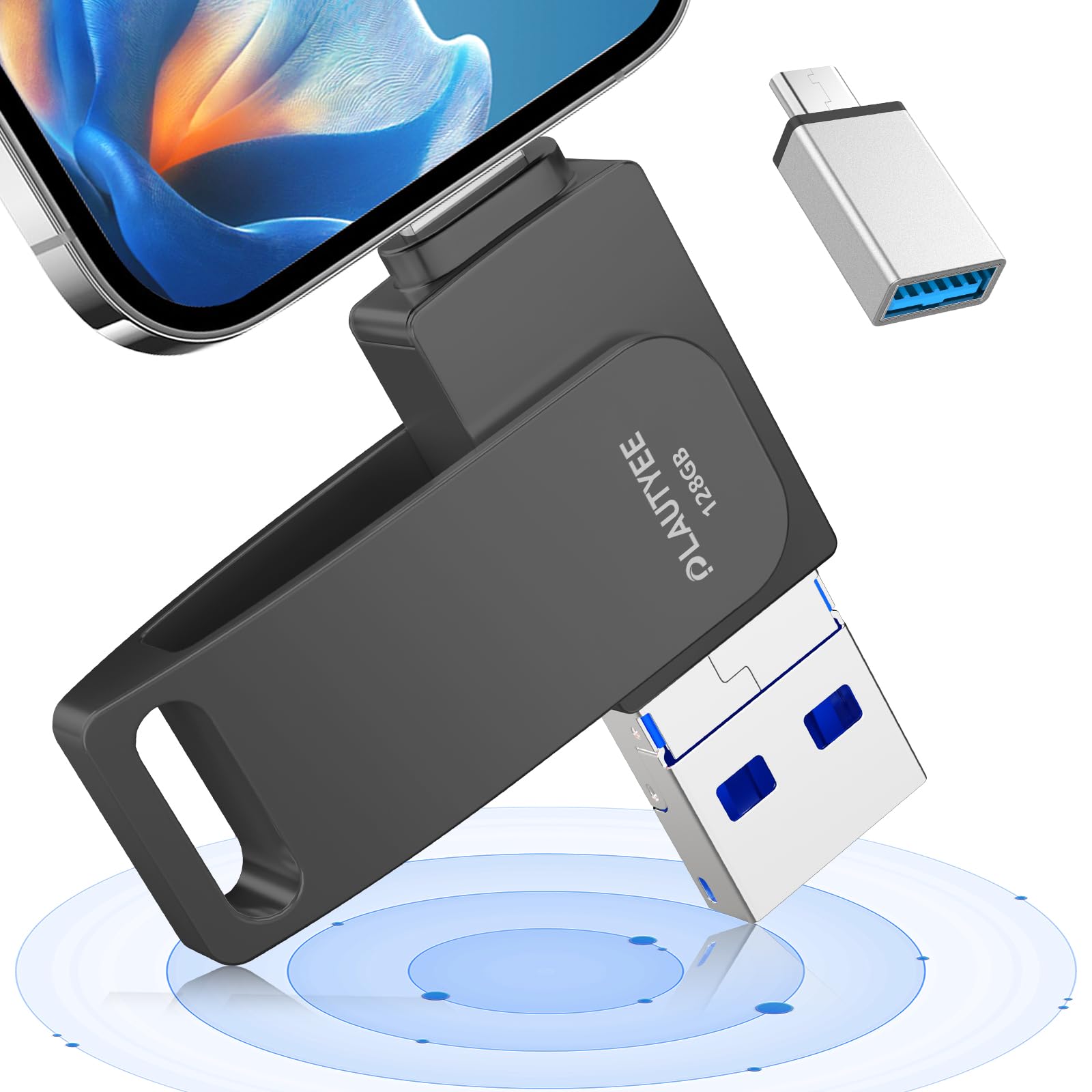 「アプリ不要 初心者向け」usbメモリ 128gb フラッシュメモリ phone usbメモリ USB3.0高速 アンドロイド用 IOS/Android/PC/MAC対応 スマホ 写真保存 usb バックアップ usbメモリー タイプc 外付けusbメモリ