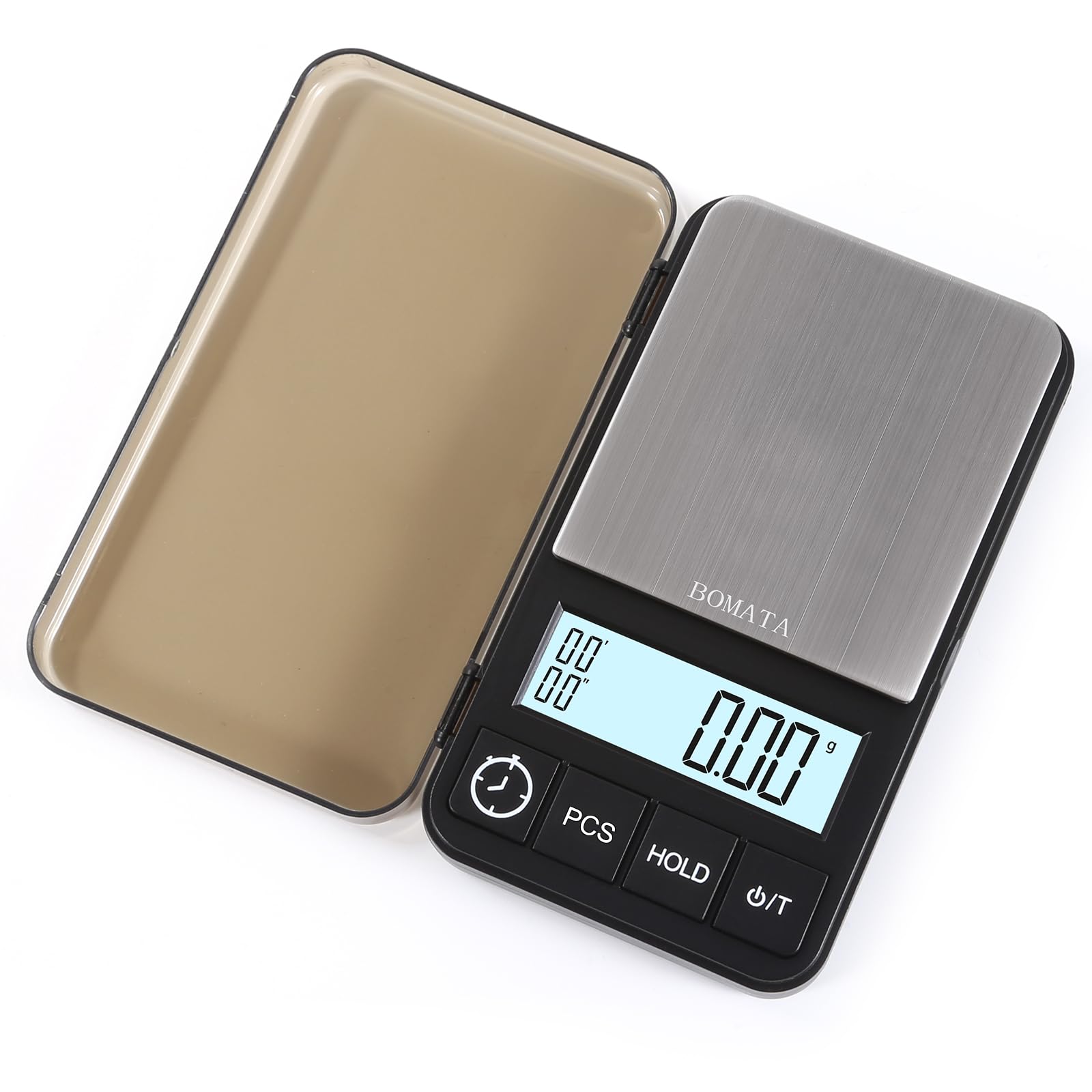 BOMATA(ボマタ) 1kg 0.01g単位 ポケットデジタルスケール 小型 コーヒースケール タイマー付き 高精度 携帯タイプはかり ミニ 精密はかり 計量器 秤 ドリップスケール シリコンパッド付き…