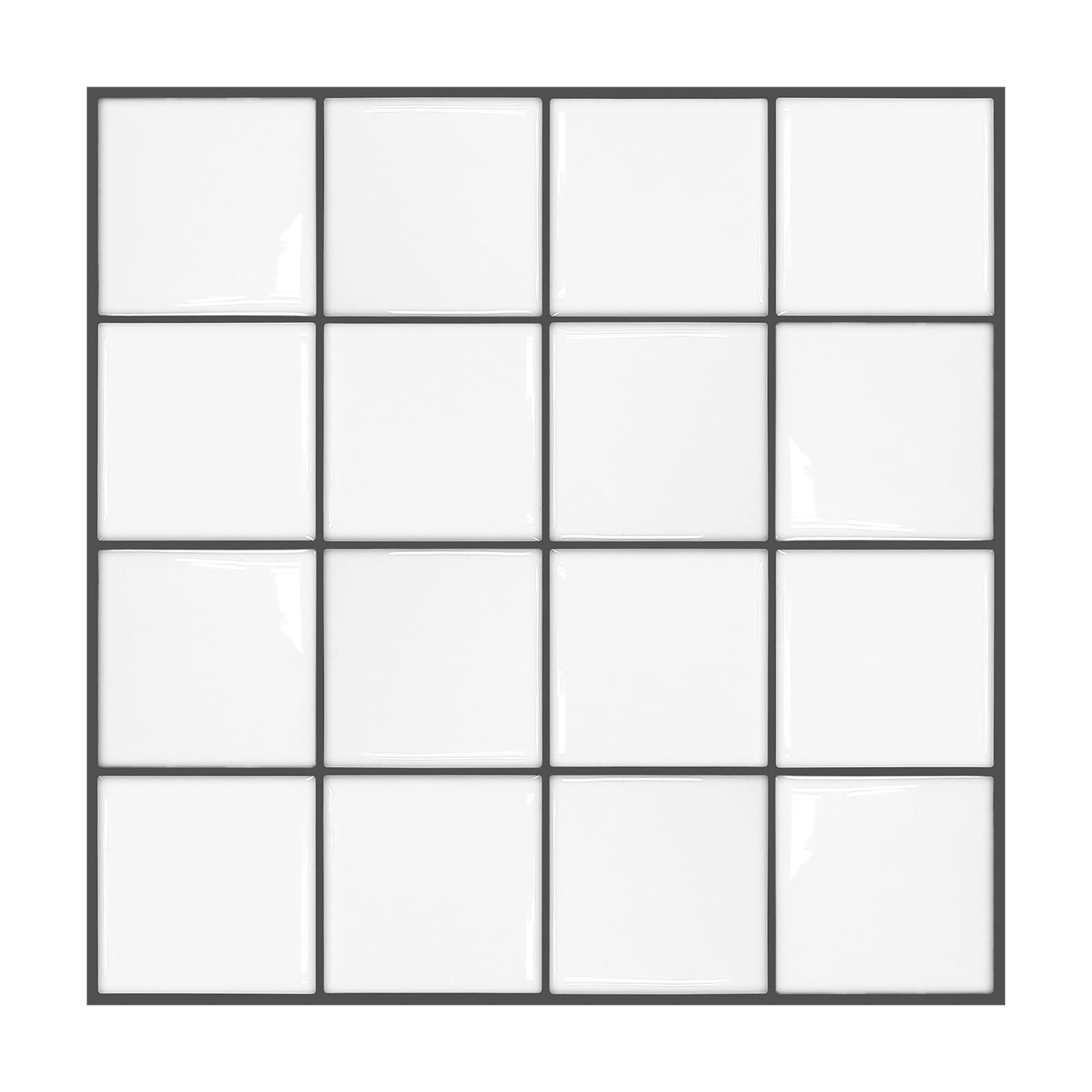 樂天商城 - MORCART | 常に適切な | ホワイトラージチェック タイルシール 防水 耐熱 キッチン 洗面所 トイレ DIY 家具やアイテムの装飾 タイルシート 壁紙シール 3D リメイクシート (30x30cm, 4枚)