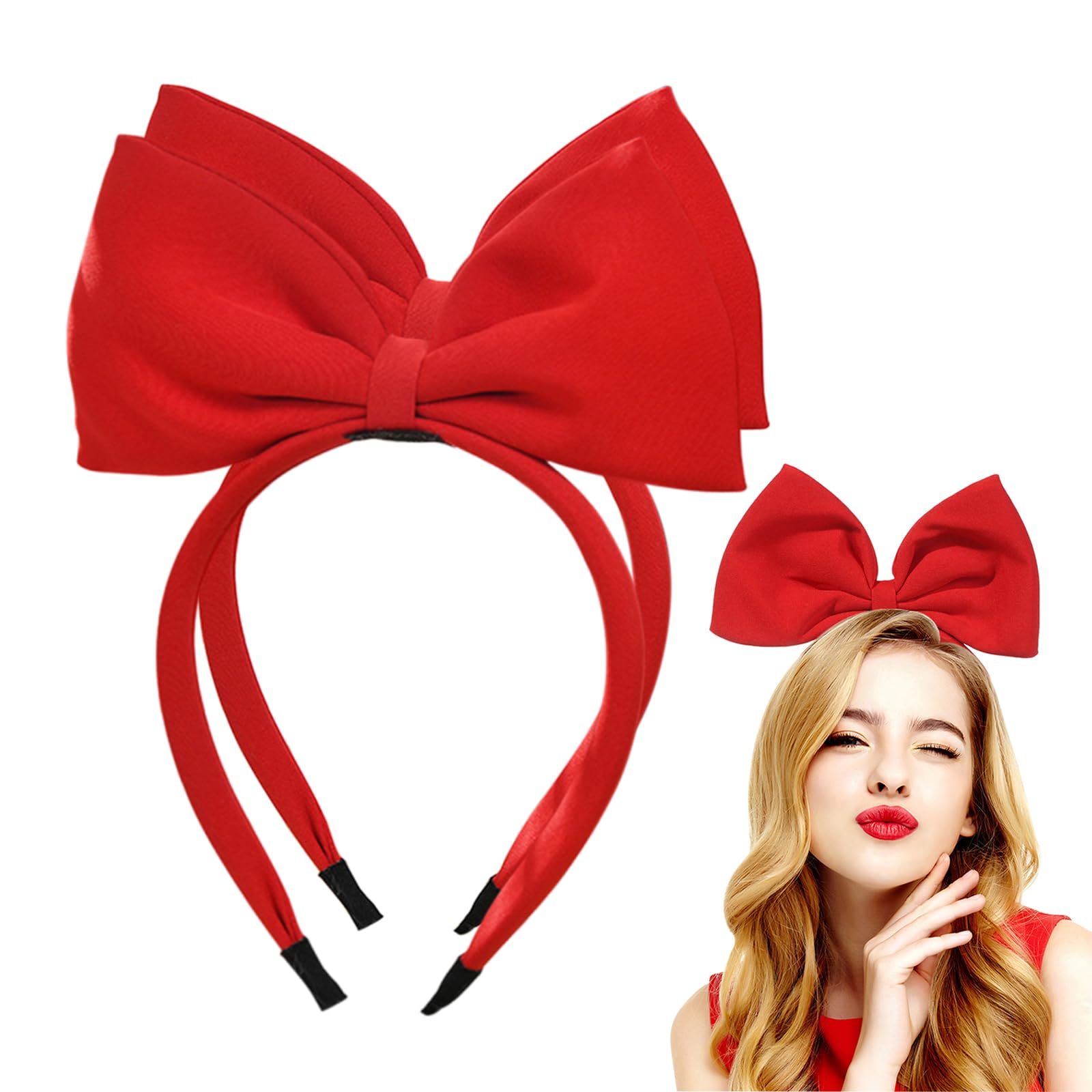 YFFSFDC カチューシャ 可愛いリボンティアラ髪飾り プリンセスカチューシャ コスプレ道具 小物 コスプレ 仮装 ハロウインパーティー (レッド2個入り)