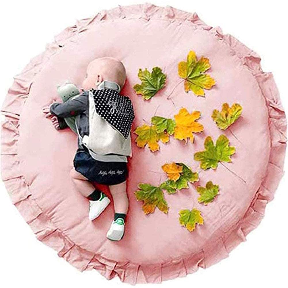 ORFINA ベビープレイマット 円形 おしゃれ 遊びラグマット サークルマット ベビークロールマット 柔らかい 綿 毛布レース パッド 超ソフト 四季兼用 水...