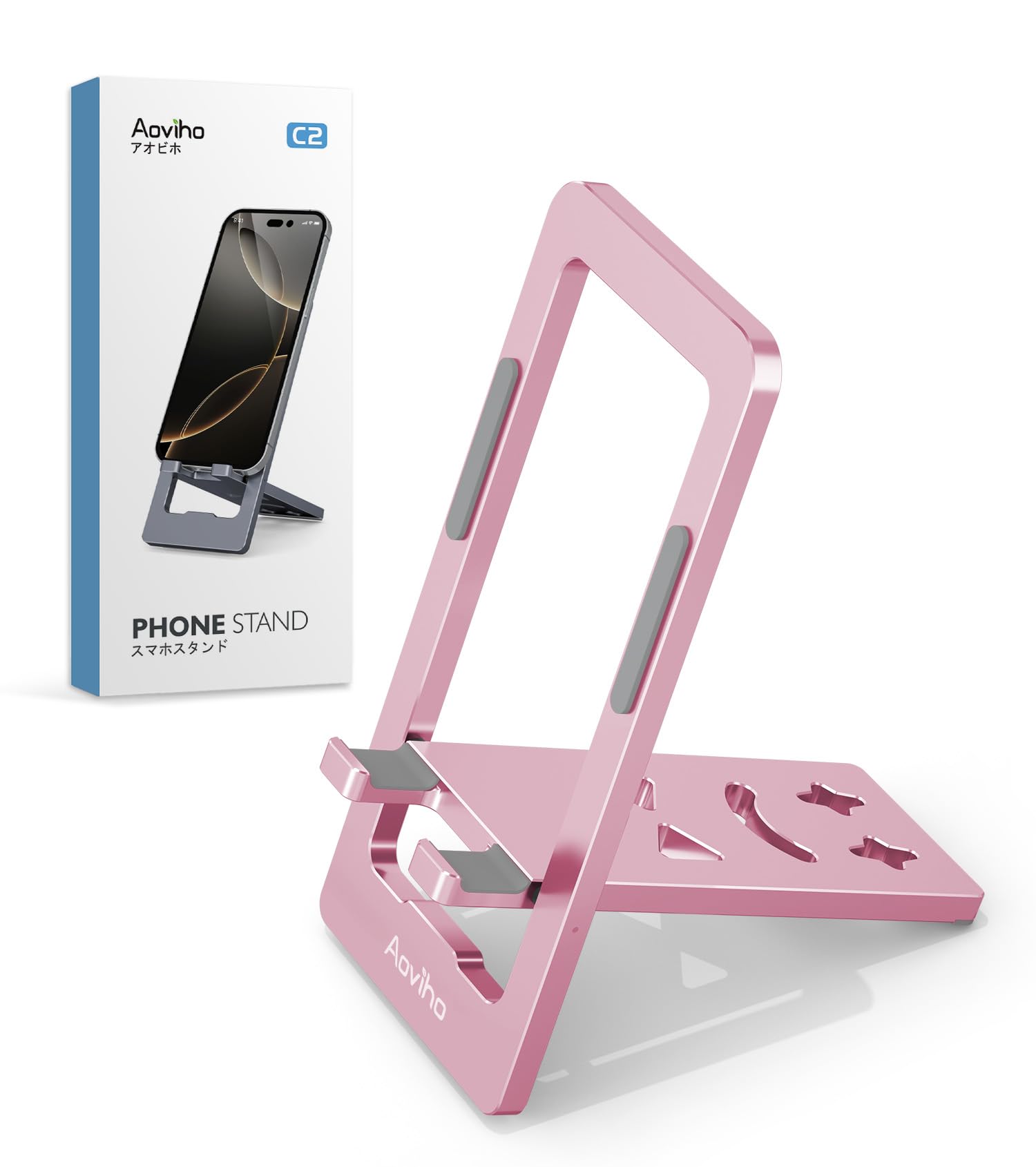 Rakuten - Aoviho(アオビホ) スマホスタンド 携帯スタンド卓上 薄型 スマホ立て 折り畳み iphoneホルダー phone stand 横縦置き台 アルミ合金製 角度調整 持ち運び便利 かわいい iPhone17 Air 16e 16 15 14Plus P