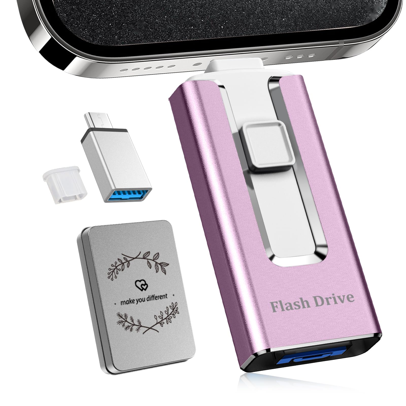 USBメモリ【もう、写真を削除しなくていい】iPhone対応 データ移行 4in1（iOS対応/Type-C/USB-A/Micro USB）usbメモリ タイプc対応 USB3.0 高速転送 大容量 フラッシュメモリ 写真・動画バックアップ 外付けストレ