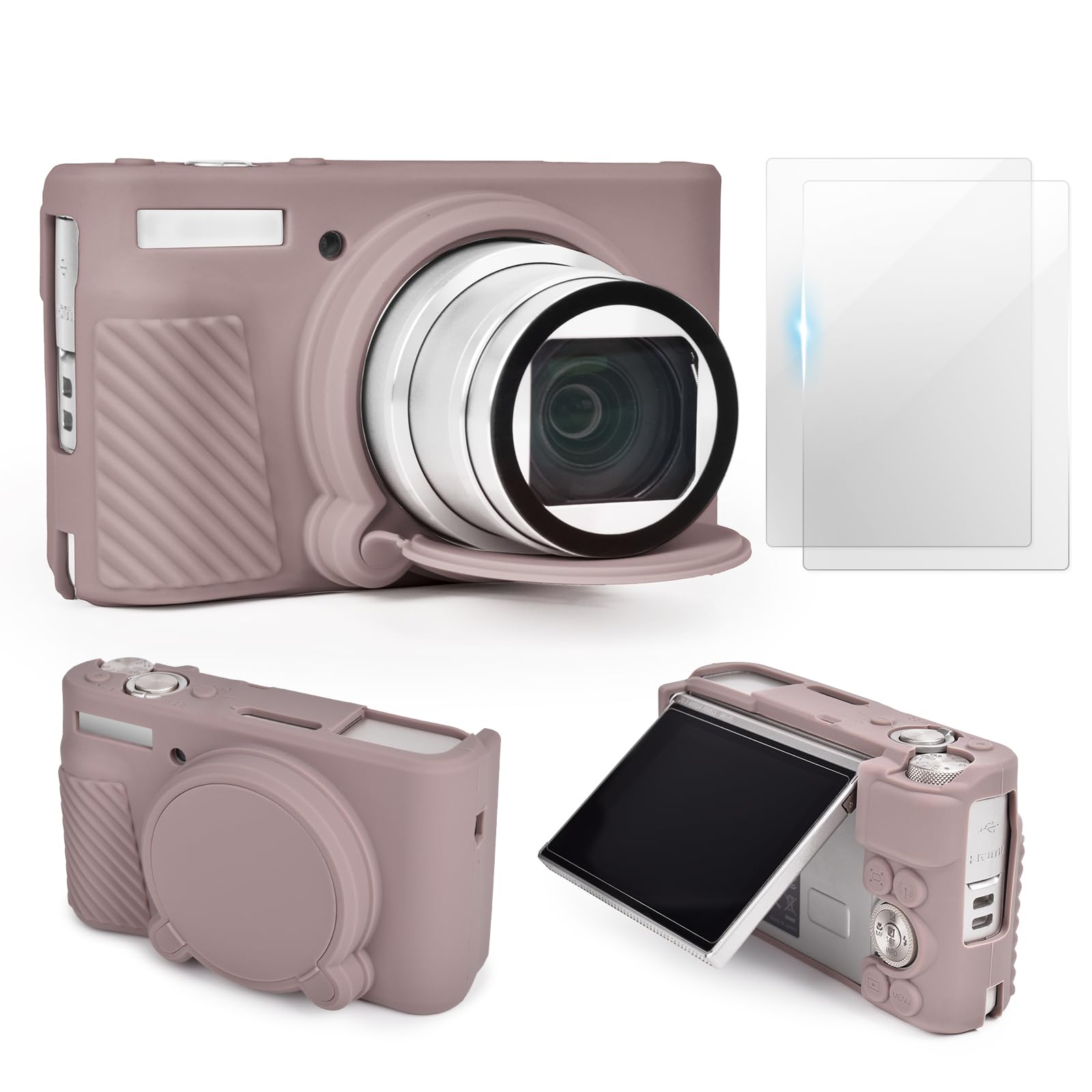 樂天商城 - VOVMOEYA SX740/730ケースセット、シリコンケース+ガラス保護フィルム CANON SX740/SX730との互換性あり シリコンカバー キャノン デジタルカメラ 保護カバー SX740・SX730 HSコンパクトカメラ シリコンケース 強化