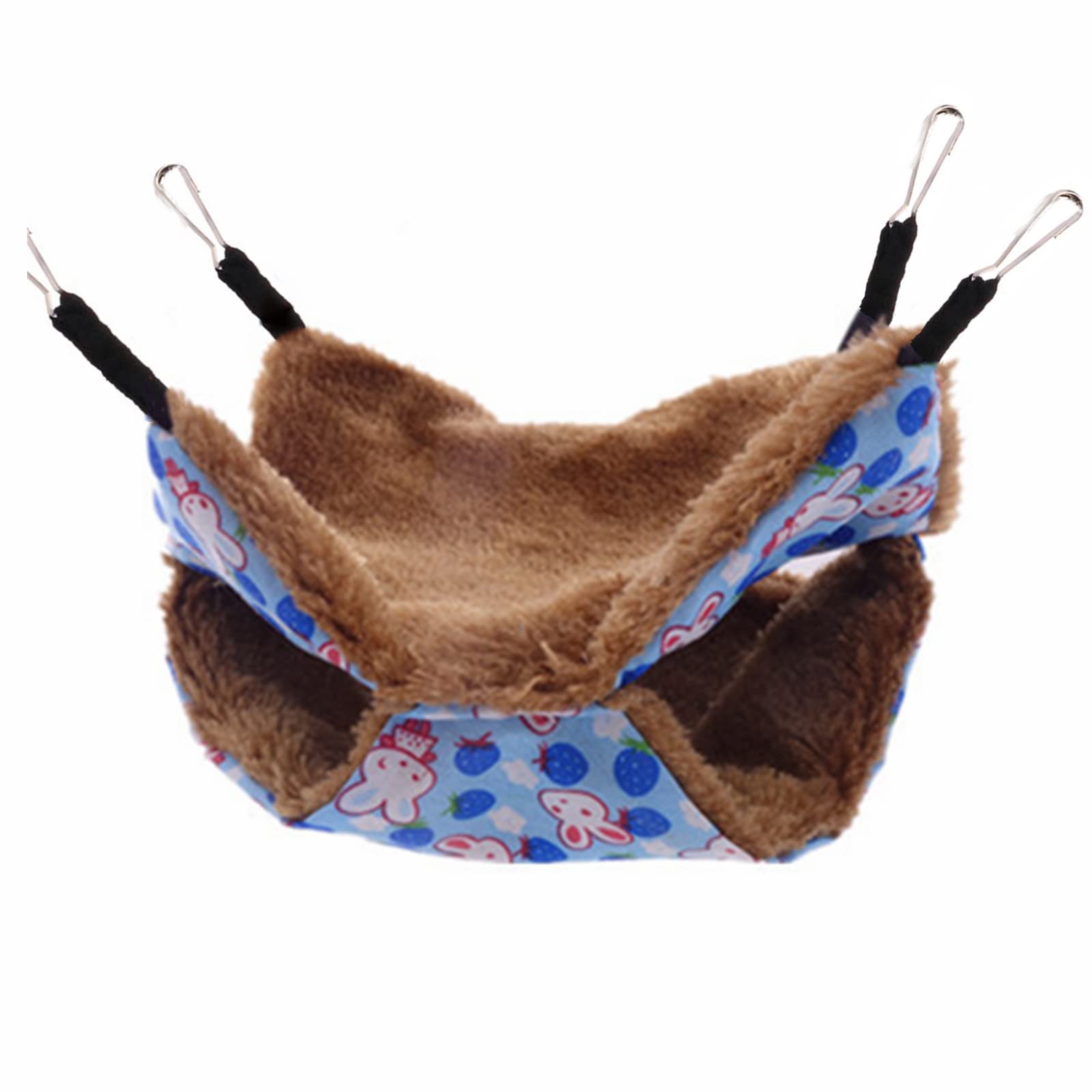 ペットハムスター ハンモック ケージ用寝袋吊り下げ金具付き二層珊瑚 遊び場 ゆったり眠れるソフト 保..