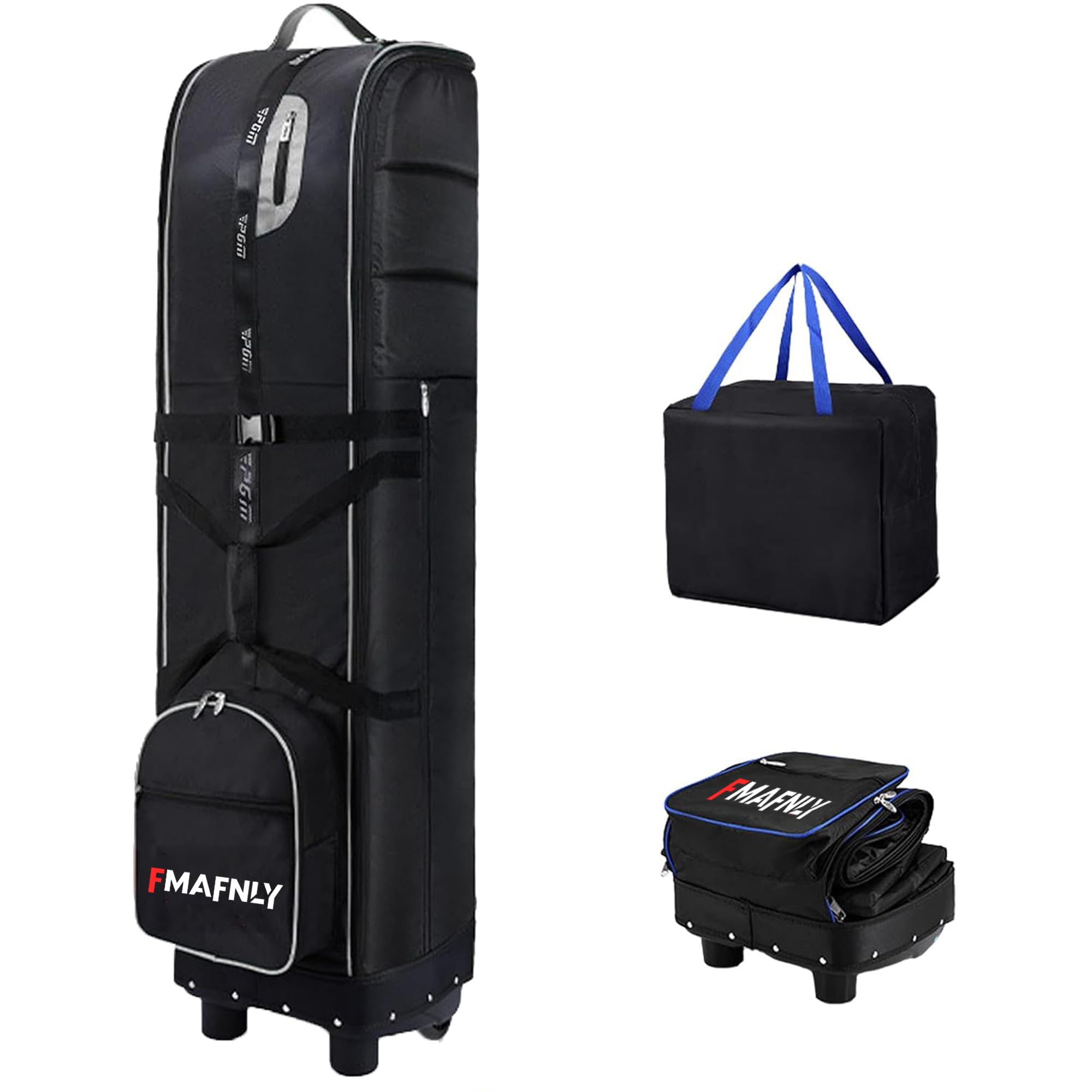 FMAFNLY ゴルフバッグカバー ゴルフ用トラベルカバー ホイール付き 折りたたみ式 ゴルフ航空バッグ ゴルフバッグ トラベルケース 耐摩耗性 ホワイト