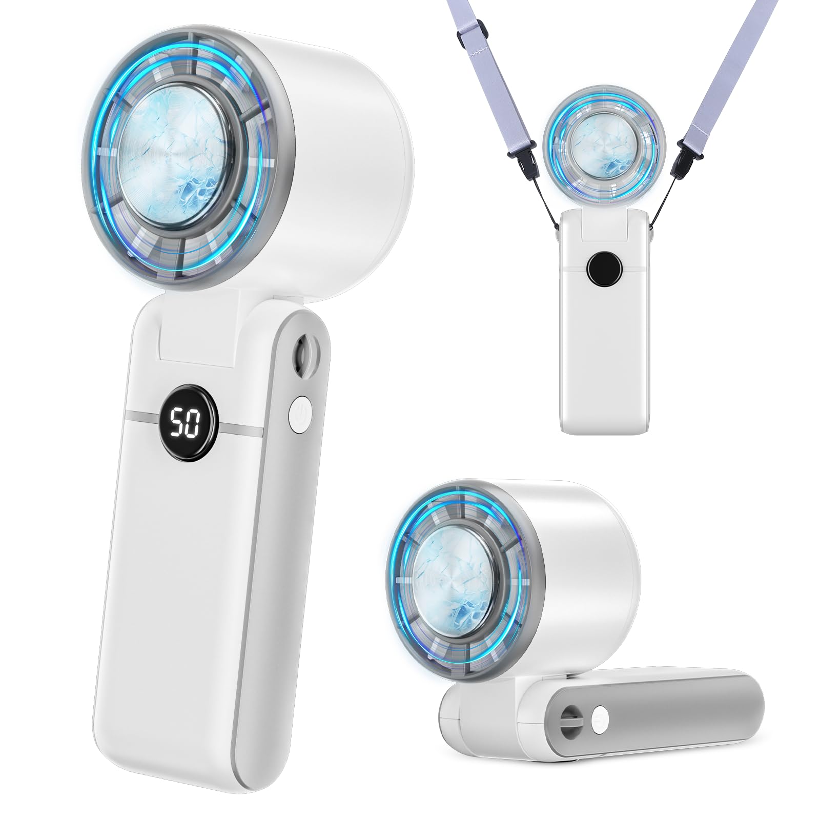 【2025新登場 -20℃瞬間冷却】 ハンディファン 冷却プレート搭載 5200mAh大容量 18.5h連続使用 携帯扇風機 強力送風 5段階風量調節 小型 クーラー機能 軽量 静音 7枚羽根 LEDディスプレイ 熱中症対策 ストラップ付き 万博 スポーツ