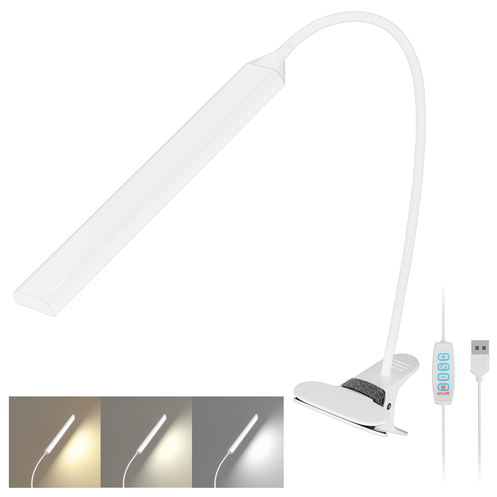 ORALUCE クリップライトLED 明るい 3段階調色 10段階調光 デスクライト クリップ 目に優しい 電球色/昼..