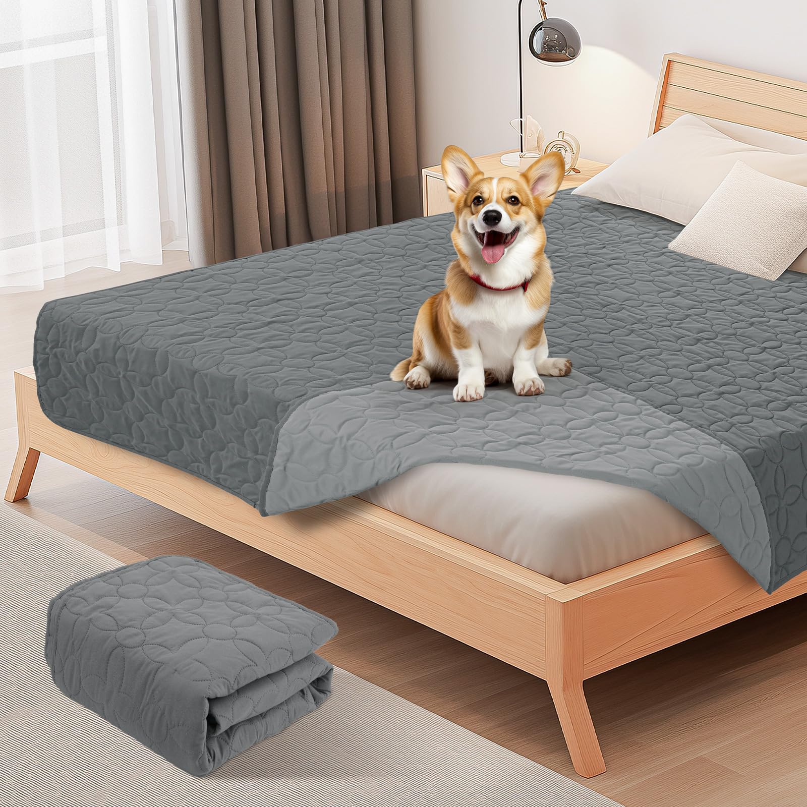 LOOBANI防水シーツ ペット 漏れ防止 防水シーツ シングル ダブル ベッド 犬 猫用 防水カバー ベッド 両面使用 ソファー 防水ベッドカバー 家具全方位保護 噛み耐性 速乾 消臭 防ダニ 制菌 おねしょシーツ 尿失禁 ペット粗末対策 ベビー 高齢者