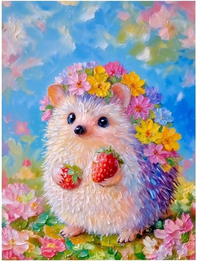 樂天商城 - LEADINTOP ダイヤモンドアート 四角いビーズ かわいいハリネズミ キット 30x40cm スクエアビーズ 初心者向け 子供 DIY 大人 手芸 装飾 プレゼント用