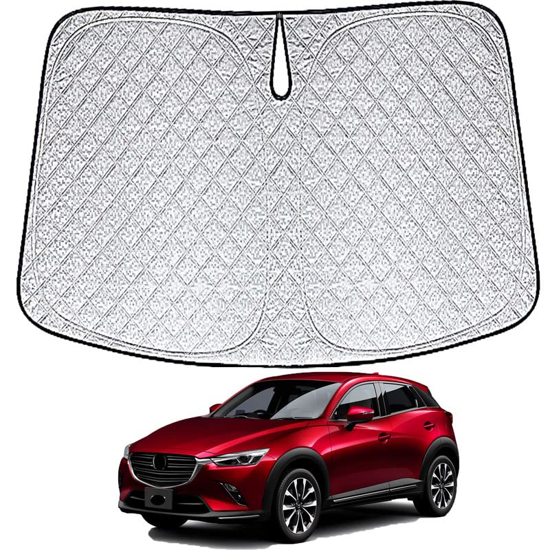 マツダ との互換性あり CX-3 フロントサンシェード DKLFW/DKLAW/DKEFW 日よけ シェードカーテン フロントガラス 車 サンシェード フロント 折りたたみ 軽自動車サンシェード 遮光 断熱 軽量 かっこいい コンパクト UVカット 6層構