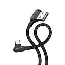 Mcdodo USB-Cケーブル Type-Cケーブル 1.8m 3A急速充電 iPhone 16ケーブル 両端L型設計 高速データ転送 USB-A端子も両面挿せる LEDライト付き 高耐久ナイロン編み L字 タイプCケーブル Pad i-Phone 16