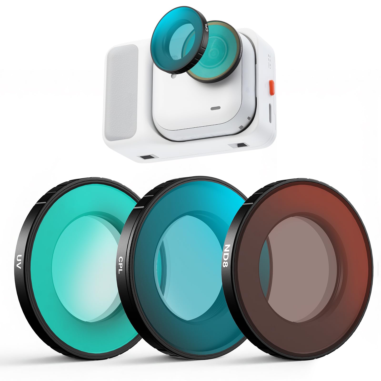 Rakuten - Haoge Insta360 GO Ultra用フィルターセット、CPL、ND8、UV、スクリーンプロテクター、マルチコーティング光学ガラス、フィルターキットVlogビデオアクセサリー付属
