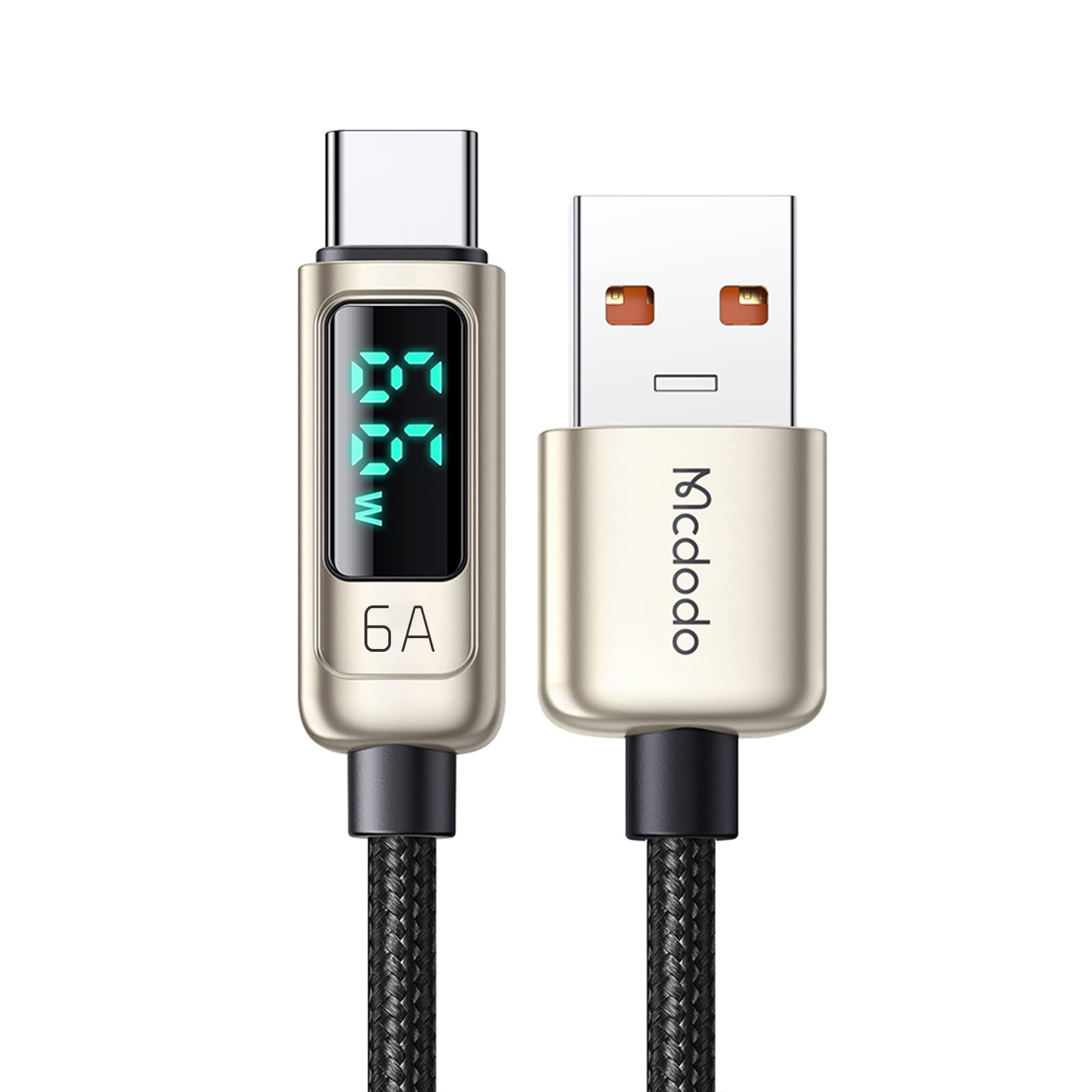 楽天VanVenusMcdodo USB-Cケーブル 6A急速充電 出力スクリーン表示 Type-Cケーブル iPhone 16/15 Xperia/Galaxy/Pixel/Androidなど対応 高速データ転送 スマートデュアルチップ搭載 亜鉛合金外装 高耐久ナイロン編み