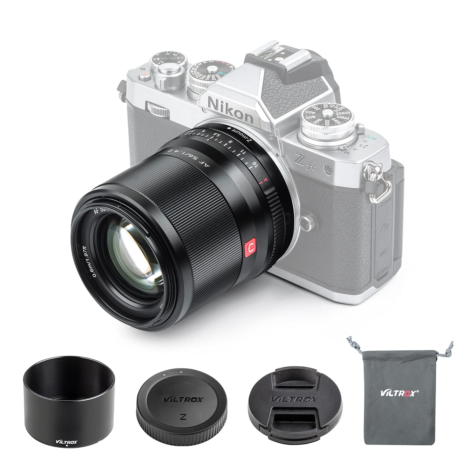 VILTROX 単焦点レンズ ニコンZマウント用 AF 56mm F1.4 STM 広角レンズ ニコンZマウント用交換レンズ 瞳AF対応 F1.4大口径 軽量 柔らかいボケ味 APS-Cフレーム スナップ/風景/建築/夜景/ポートレート撮影 Z5/Z50/