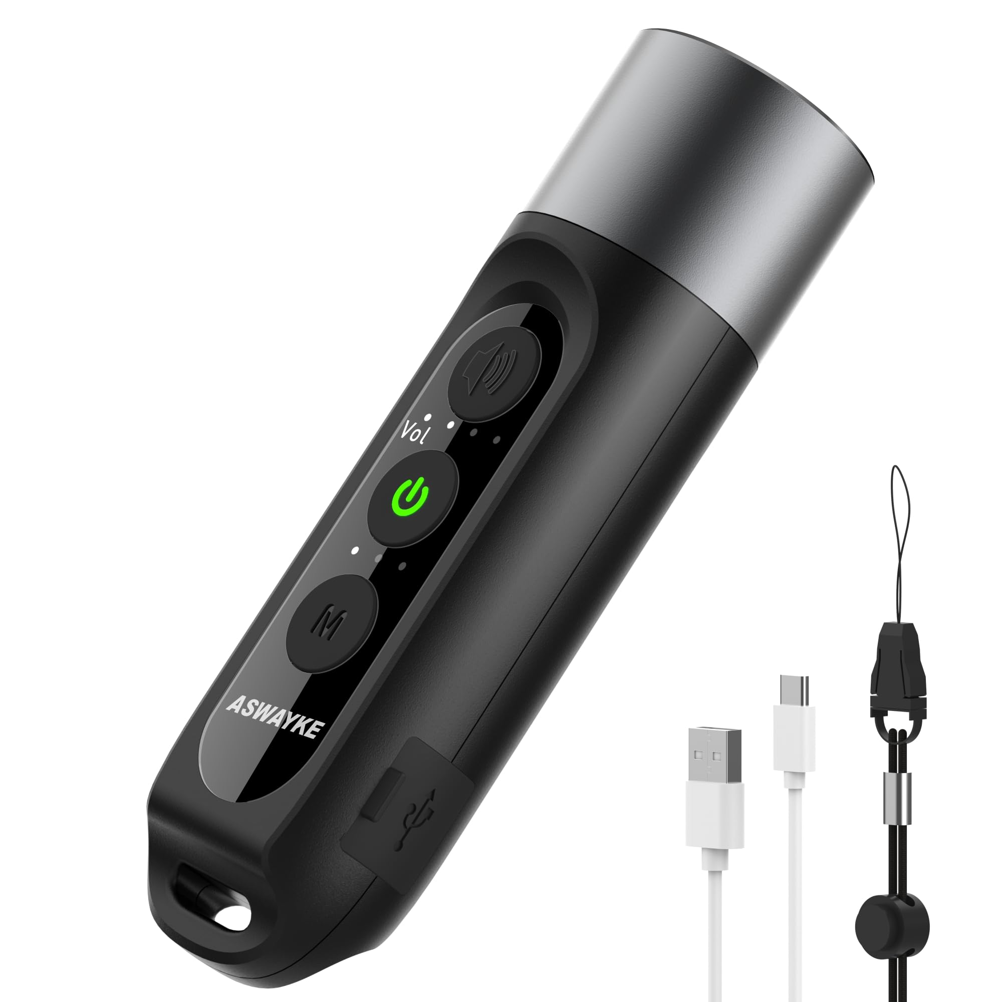 ASWAYKE 電子ホイッスル IPX5防水 大音量 125db 充電式1000mAh【4段階 3種類のホイッスル音】電子笛 スポーツ 審判 防災 防犯 TAN K1 (Black)