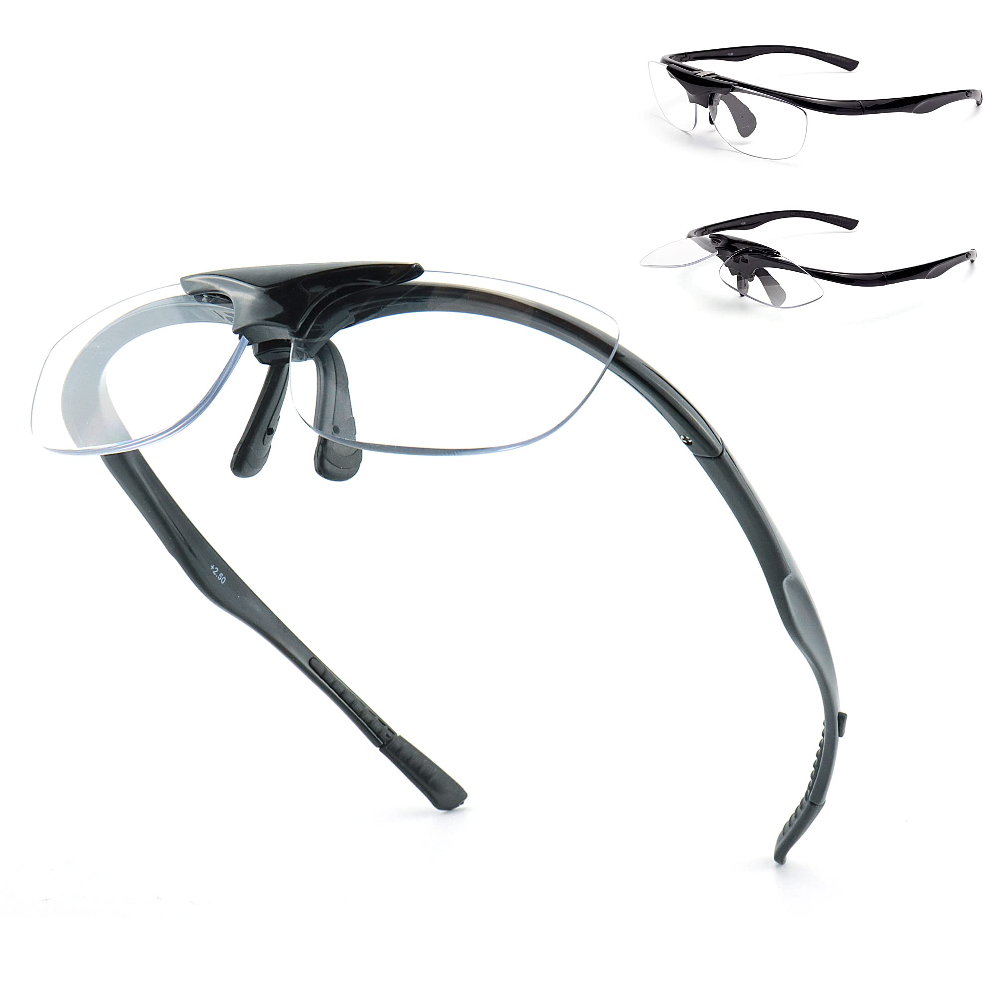 ESAVIA 拡大鏡 ルーペ 跳ね上げ ルーペメガネ 1.0-3.0倍 メガネ型ルーペ ブルーライトカット 拡大 眼鏡 遠近両用 かくだい鏡メガネ 拡大鏡ルーペ...