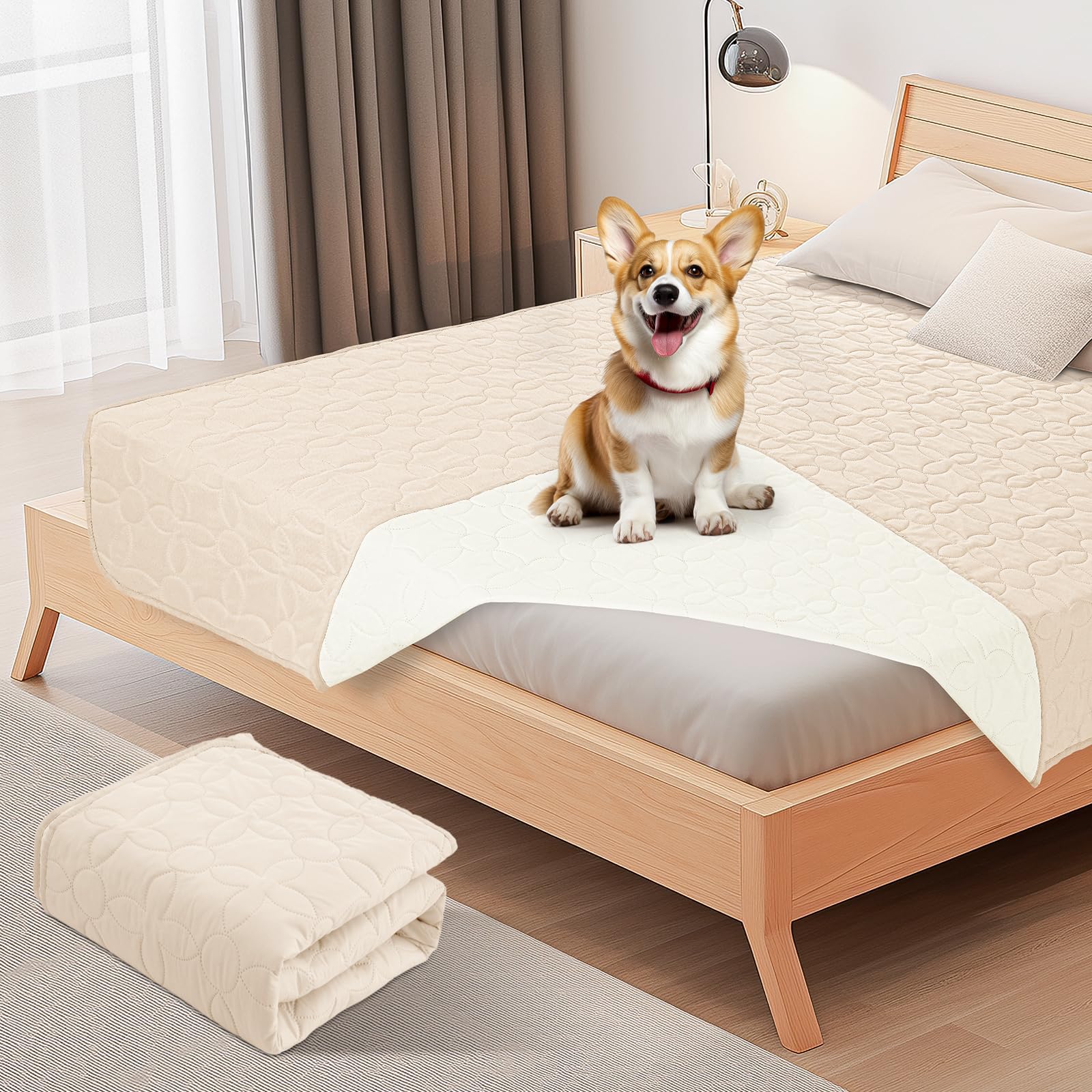 LOOBANI防水シーツ ペット 漏れ防止 防水シーツ シングル ダブル ベッド 犬 猫用 防水カバー ベッド 両面使用 ソファー 防水ベッドカバー 家具全方位保護 噛み耐性 速乾 消臭 防ダニ 制菌 おねしょシーツ 尿失禁 ペット粗末対策 ベビー 高齢者