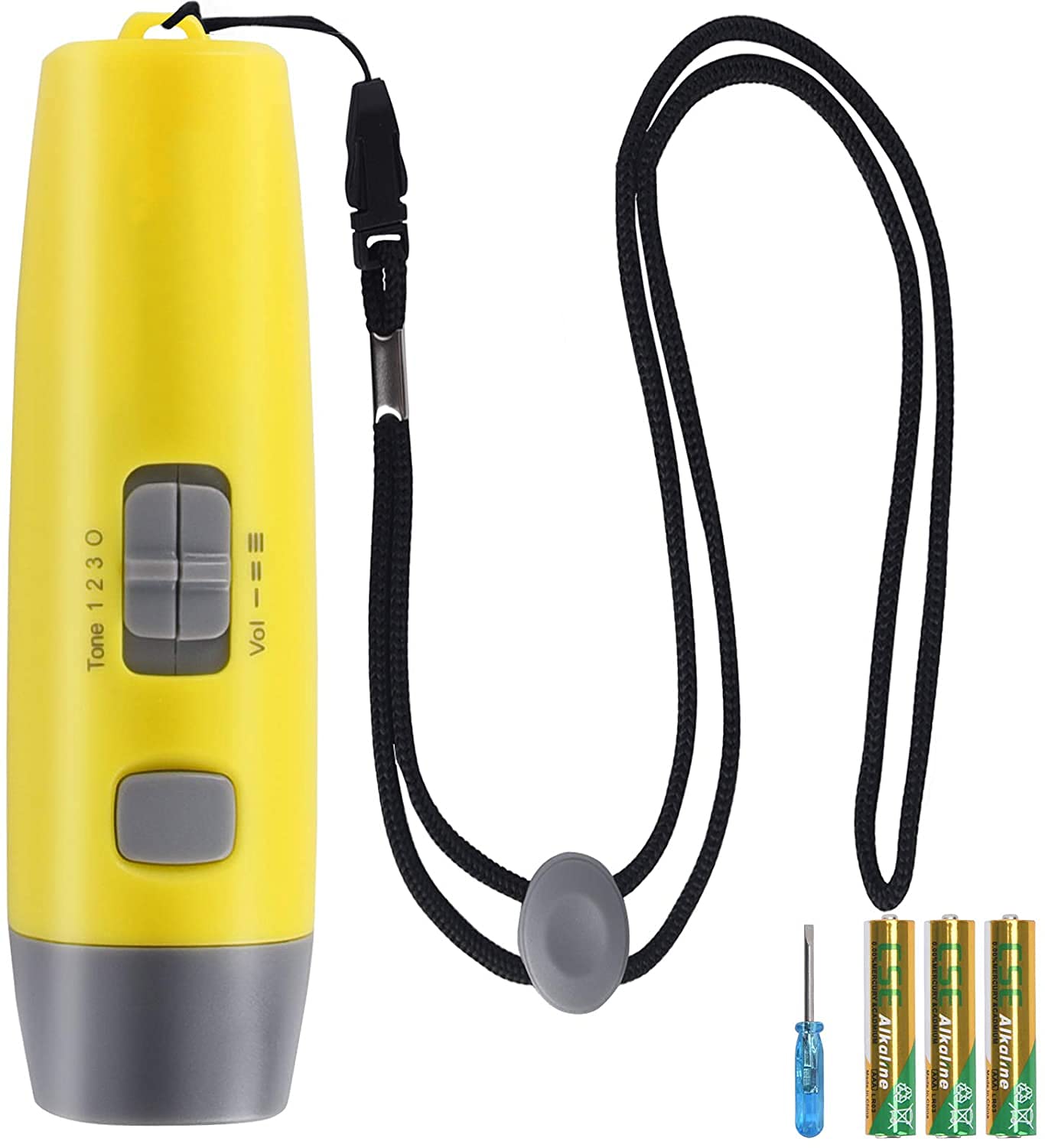 樂天商城 - RICHJOLY 電子ホイッスル 電子笛 3段階 3種類ホイッスル 大音量 130db サッカ バスケットボール スポーツ 審判 団体競技 アウトドア 防災 防犯 登山 害獣 対策 3本AAA電池付き 黄