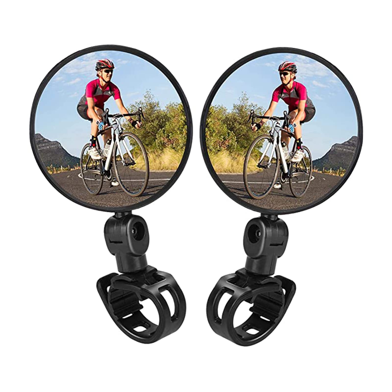 樂天商城 - サムコス 自転車バックミラー 2個セット 360°回転 丸型 凸面 広視野角 戸外スポーツバイク用ミラー 簡単取付 調節可能 サイクリングミラー バーエンドミラー自転車ミラー （ブラック）